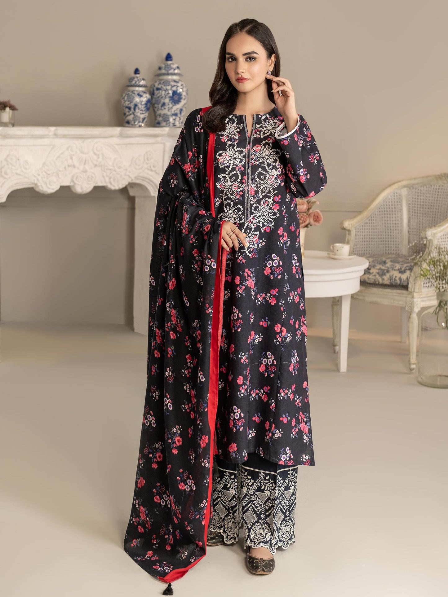3 Piece Khaddar Suit-Embroidered(Unstitched)