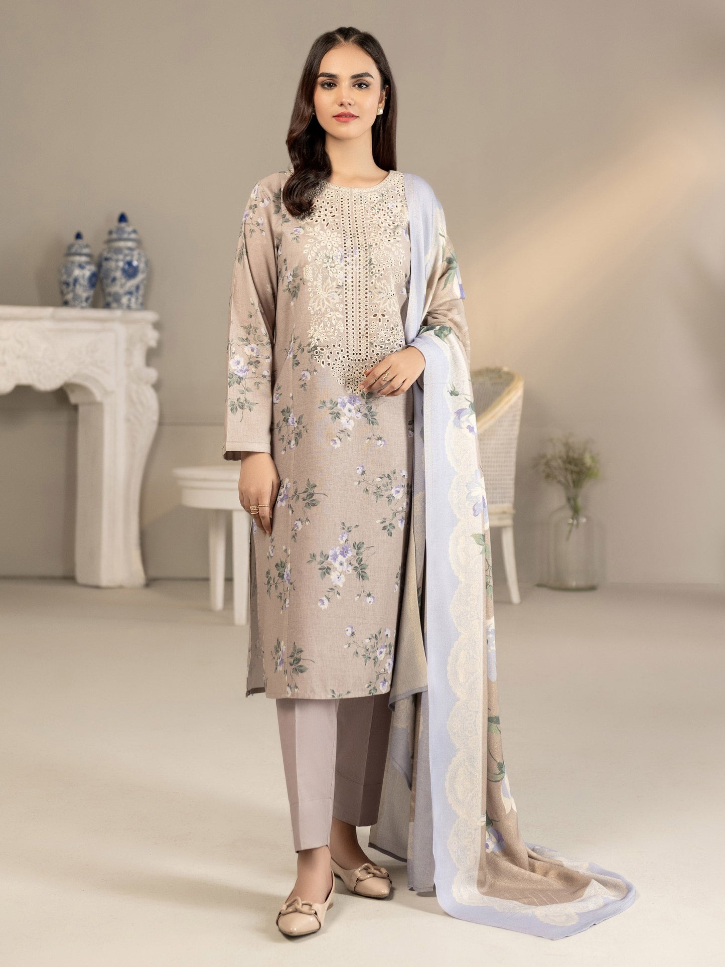3 Piece Khaddar Suit-Embroidered(Unstitched)