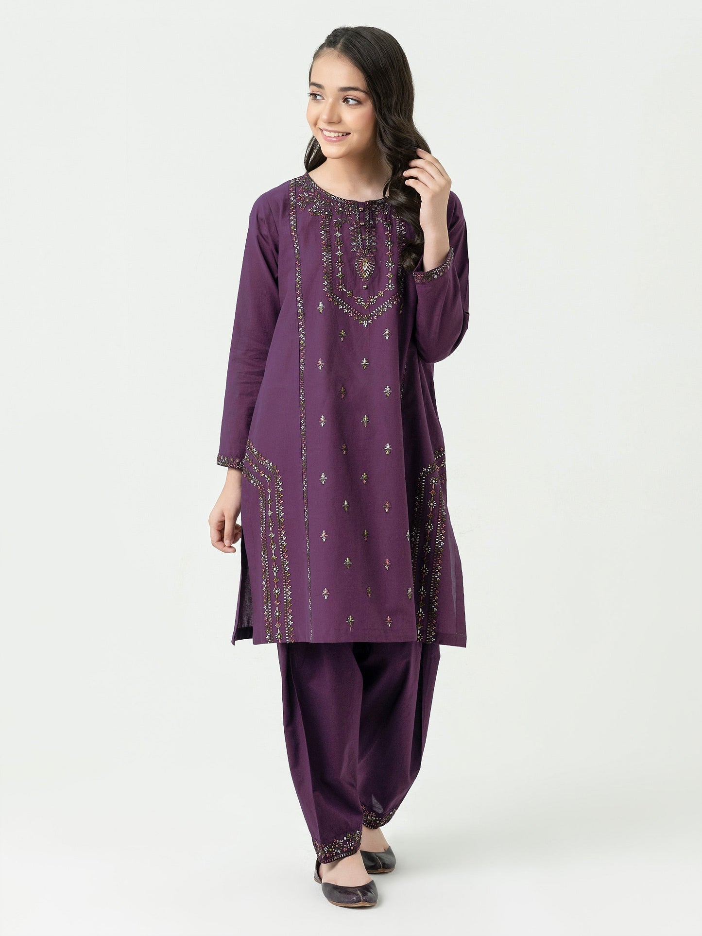 2 Piece Cambric Suit-Embroidered (Pret)