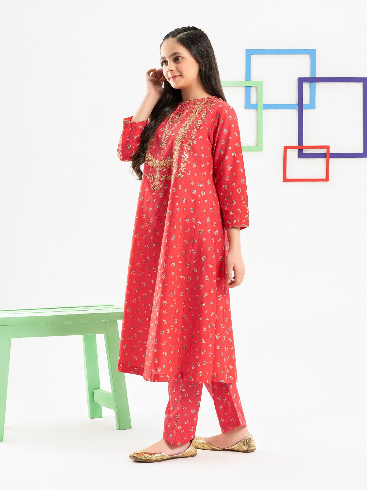 2 Piece Cambric Suit-Embroidered