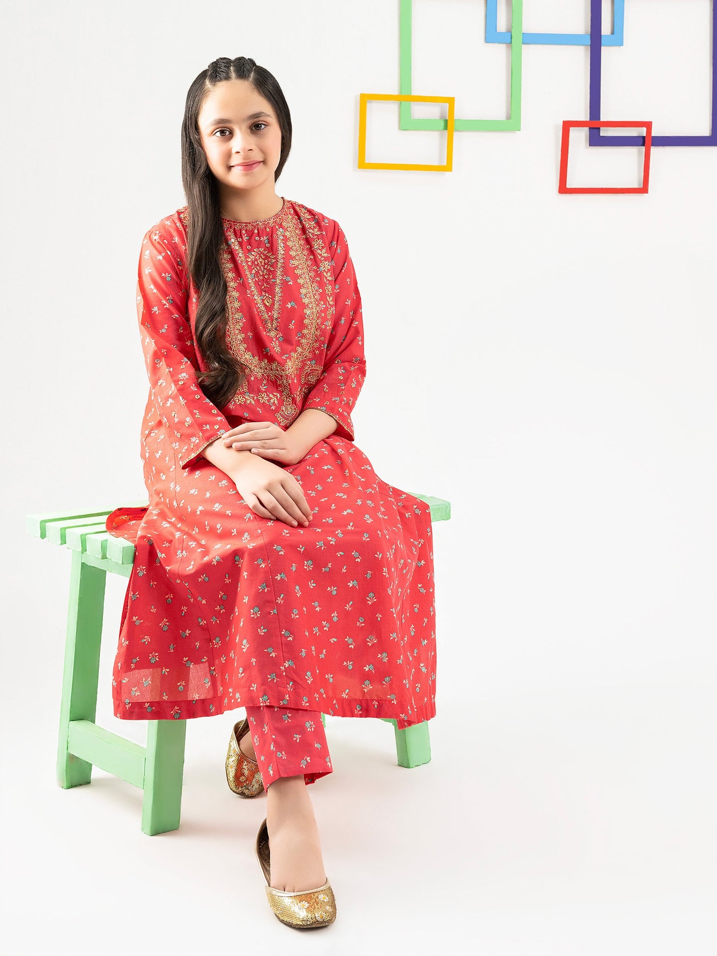 2 Piece Cambric Suit-Embroidered