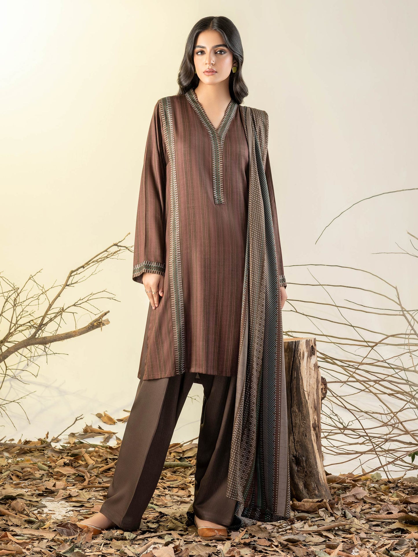 3 Piece Linen Suit-Printed(Unstitched)