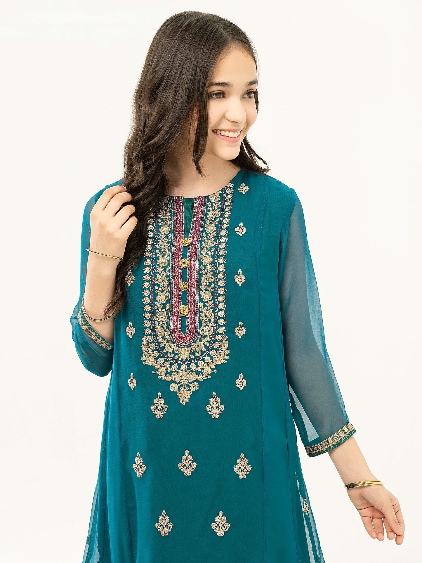 2 Piece Chiffon Suit-Embroidered (Pret)
