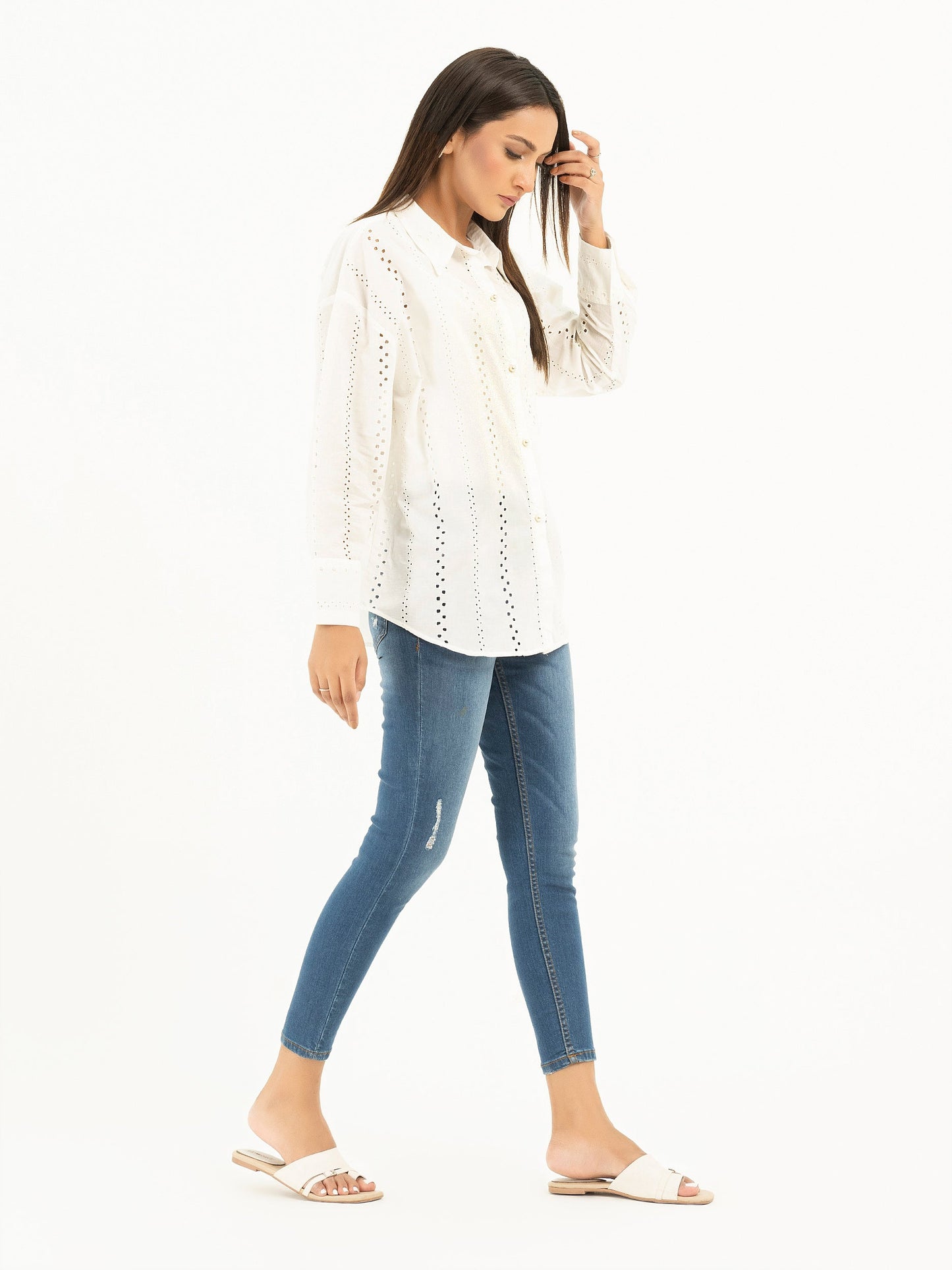 Cambric Kurti-Embroidered (Pret)