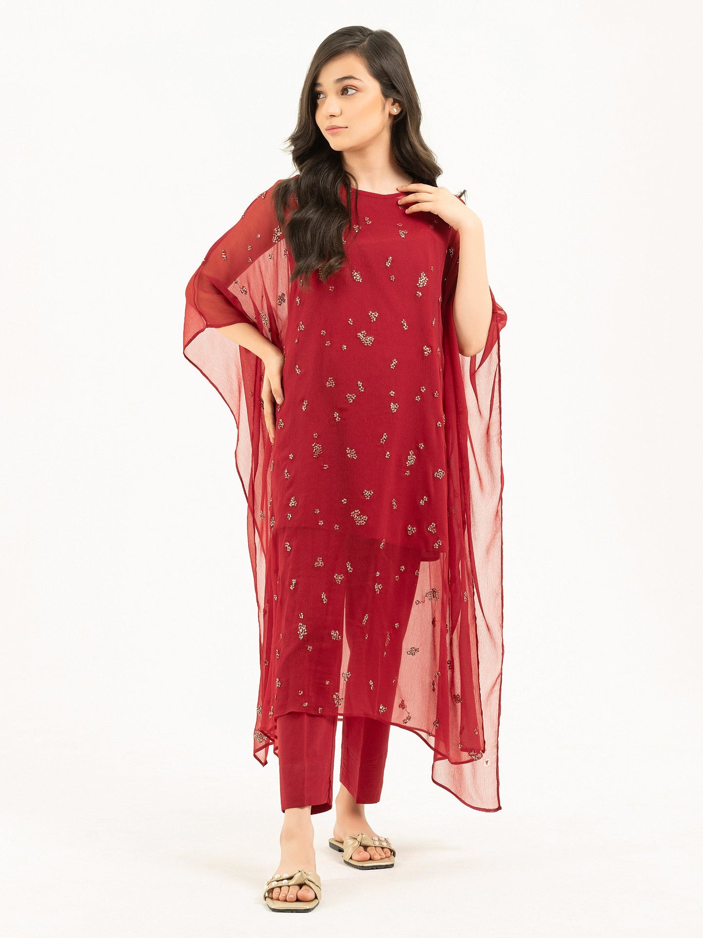 2 Piece Chiffon Suit-Embroidered (Pret)