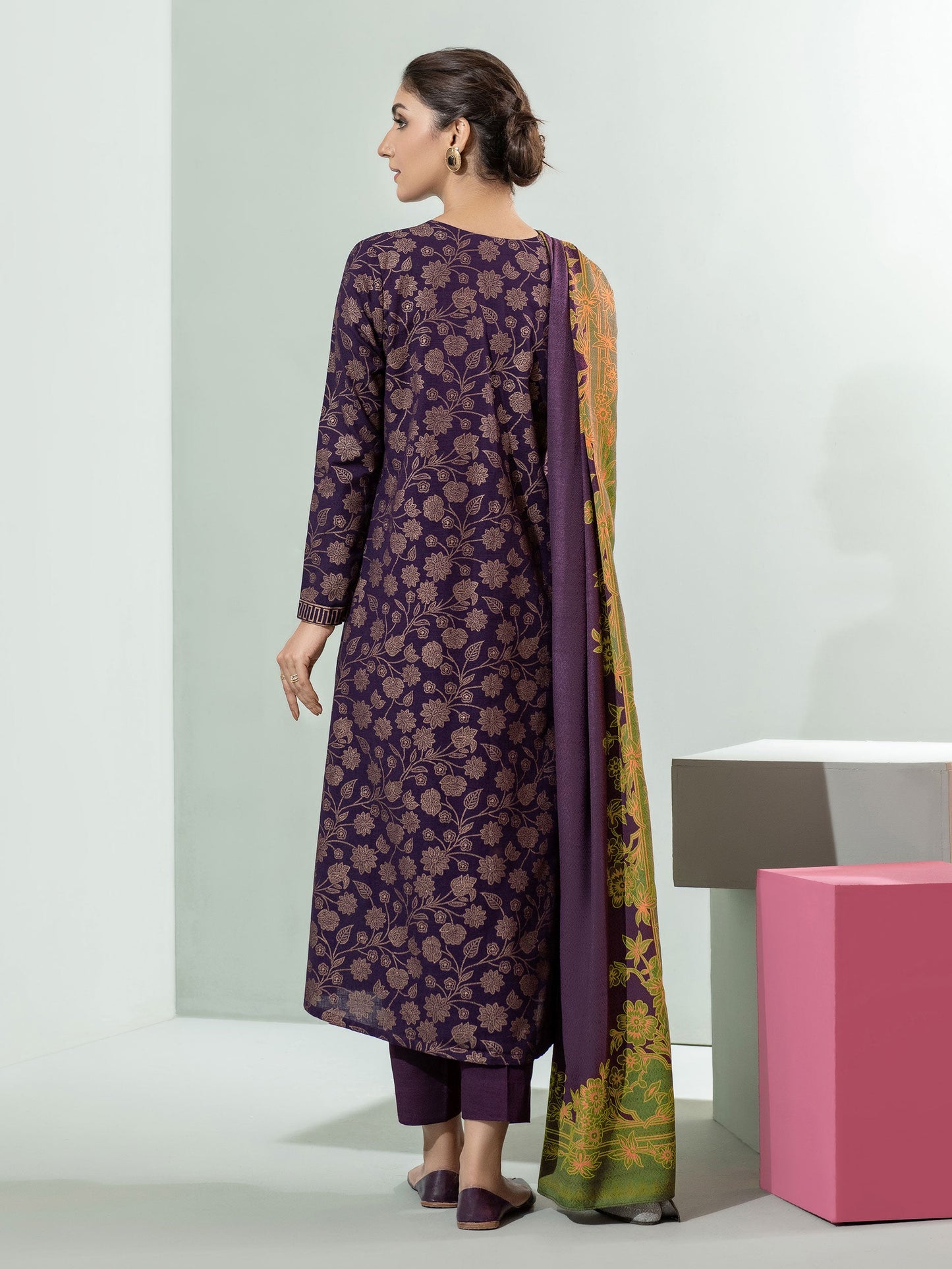 2 Piece Slub Khaddar Suit-Paste Print(Unstitched)