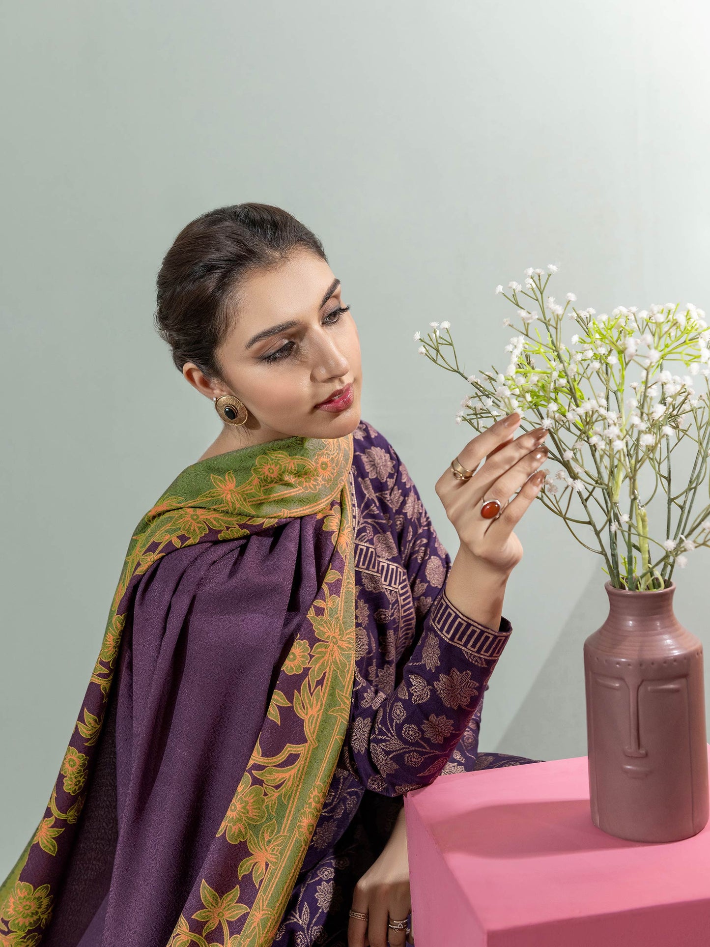 2 Piece Slub Khaddar Suit-Paste Print(Unstitched)