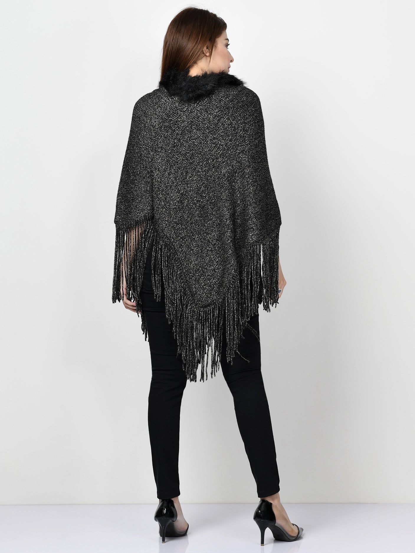 Shimmery Fur Poncho