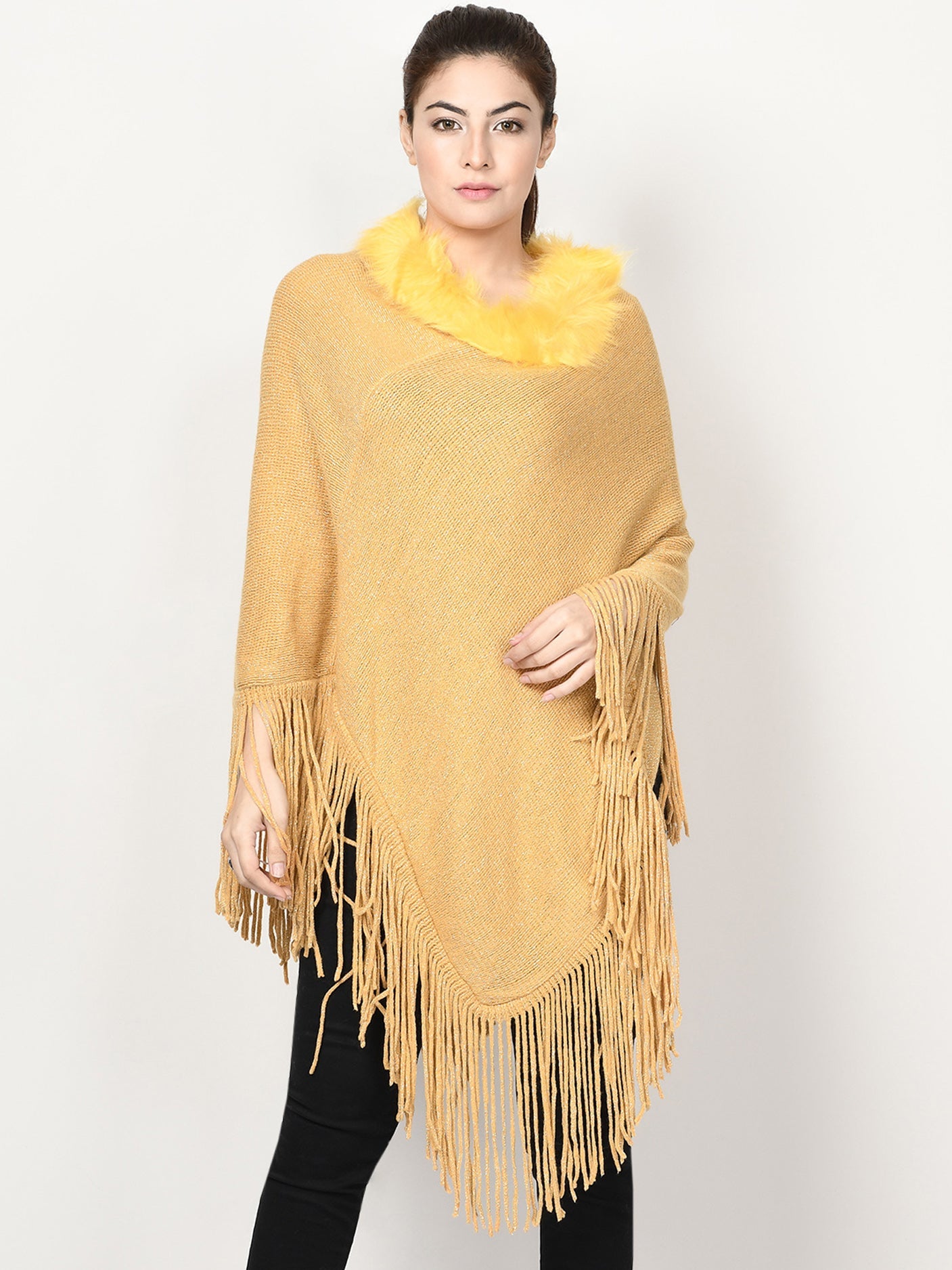 Shimmery Fur Poncho