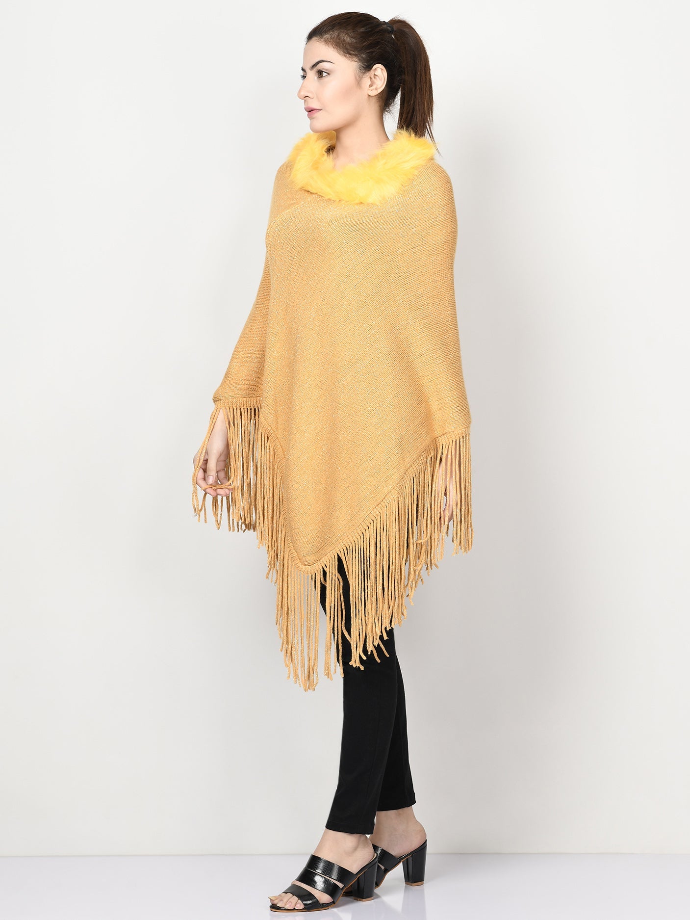 Shimmery Fur Poncho