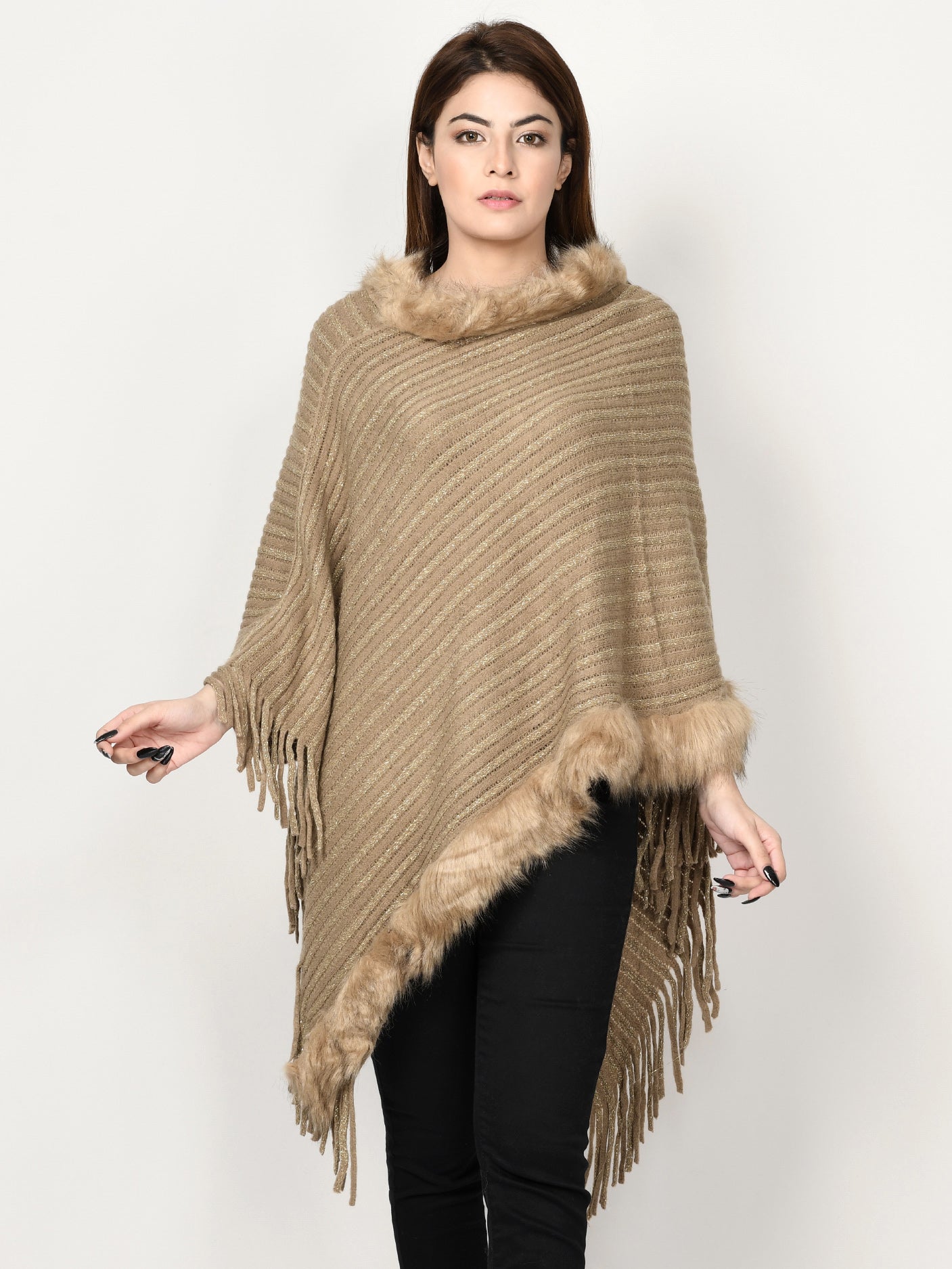 Shimmery Fur Poncho