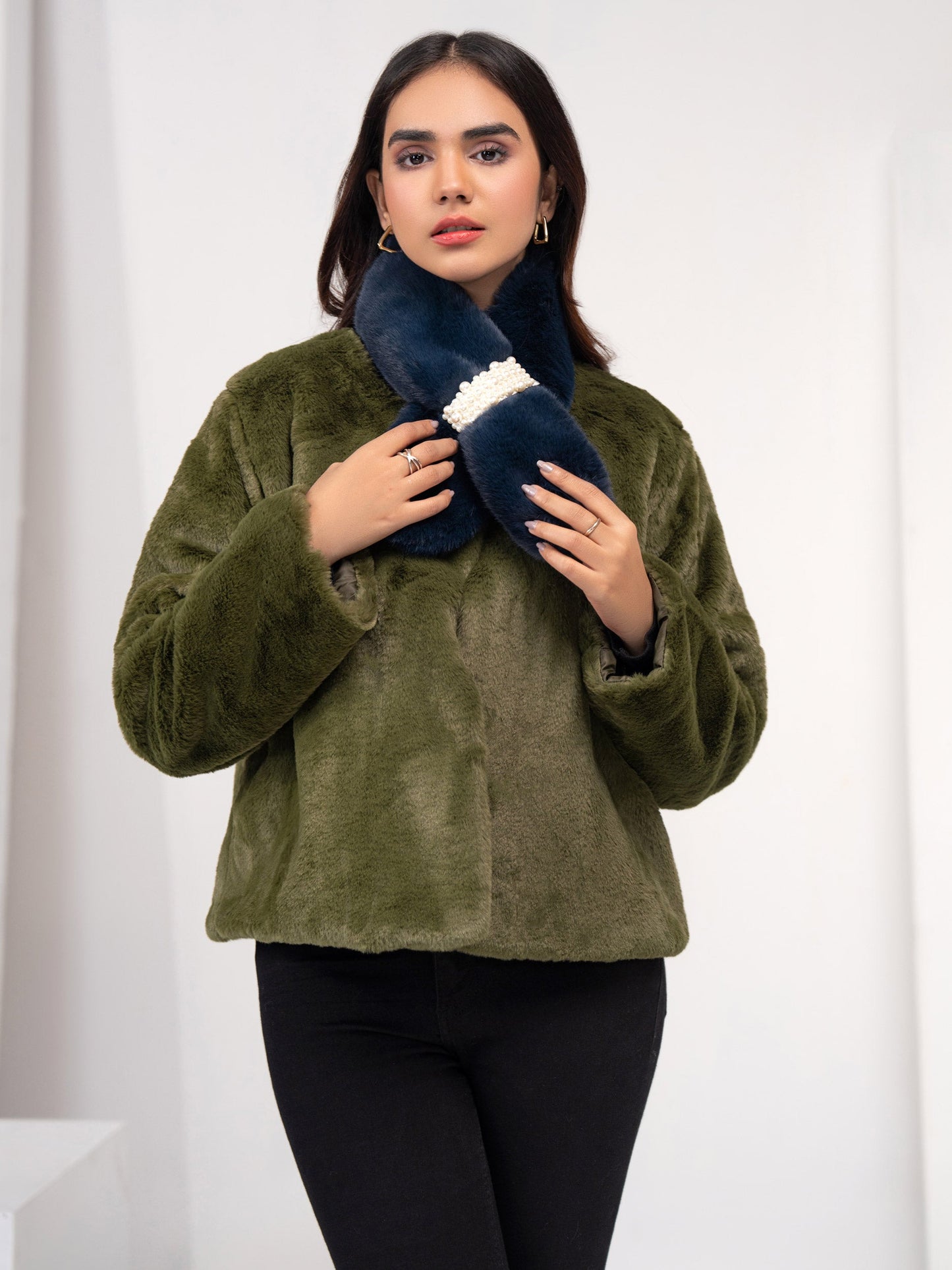 Embellished Fur Muffler