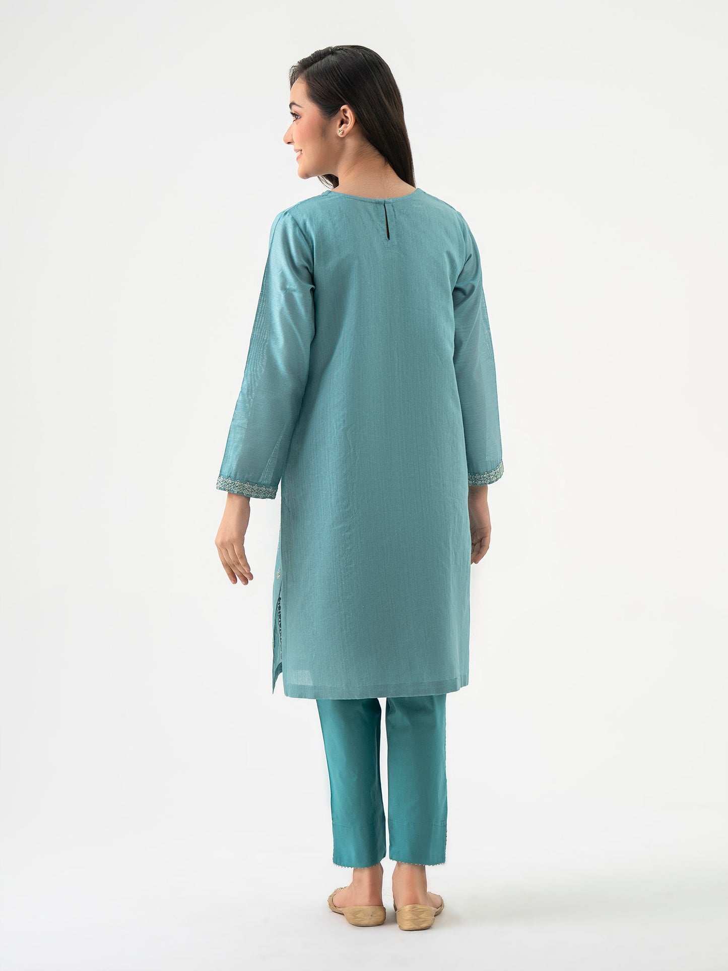 2 Piece Cotton Net Suit-Embroidered(Pret)