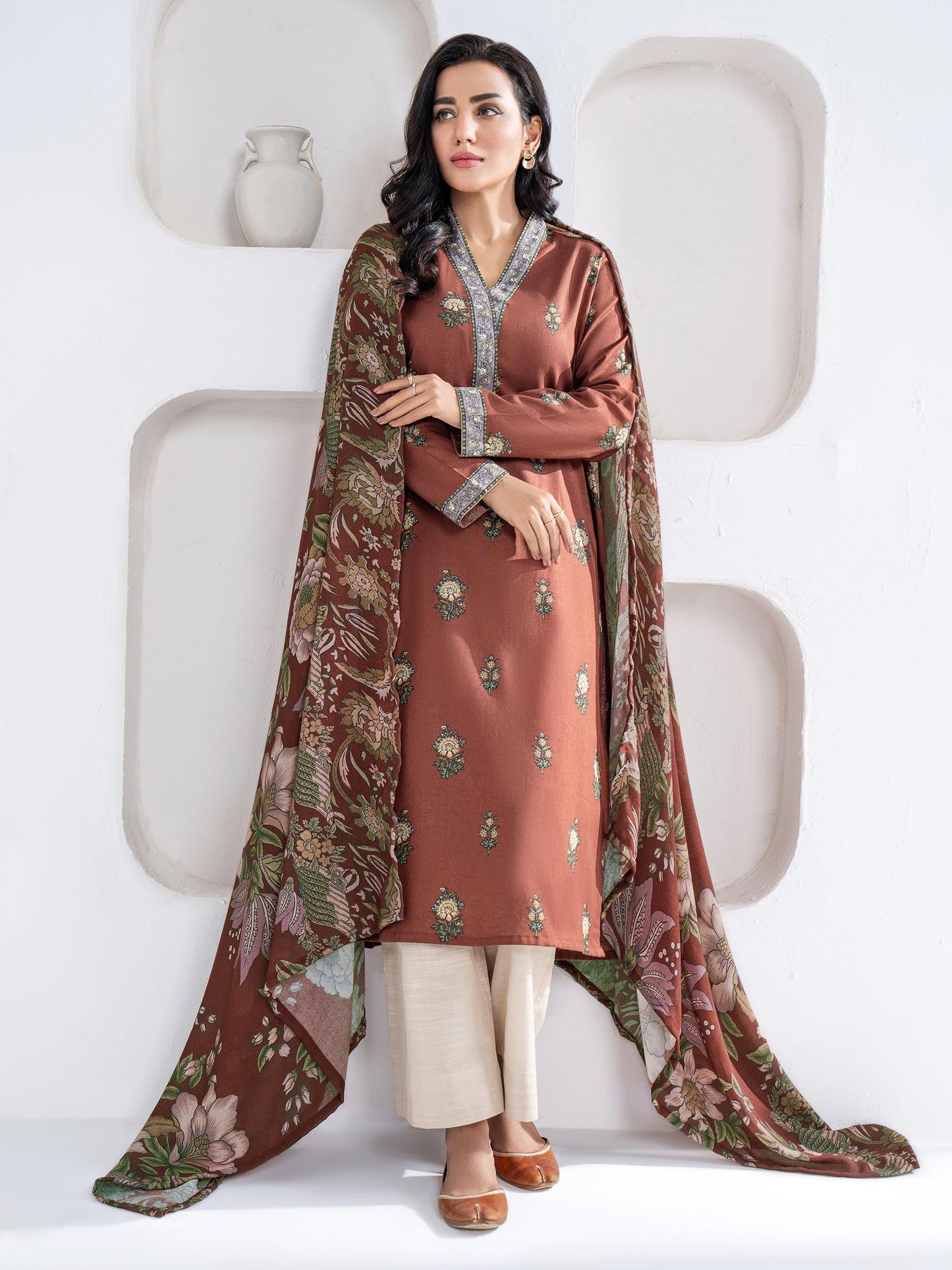 2 Piece Khaddar Suit-Printed(Unstitched)