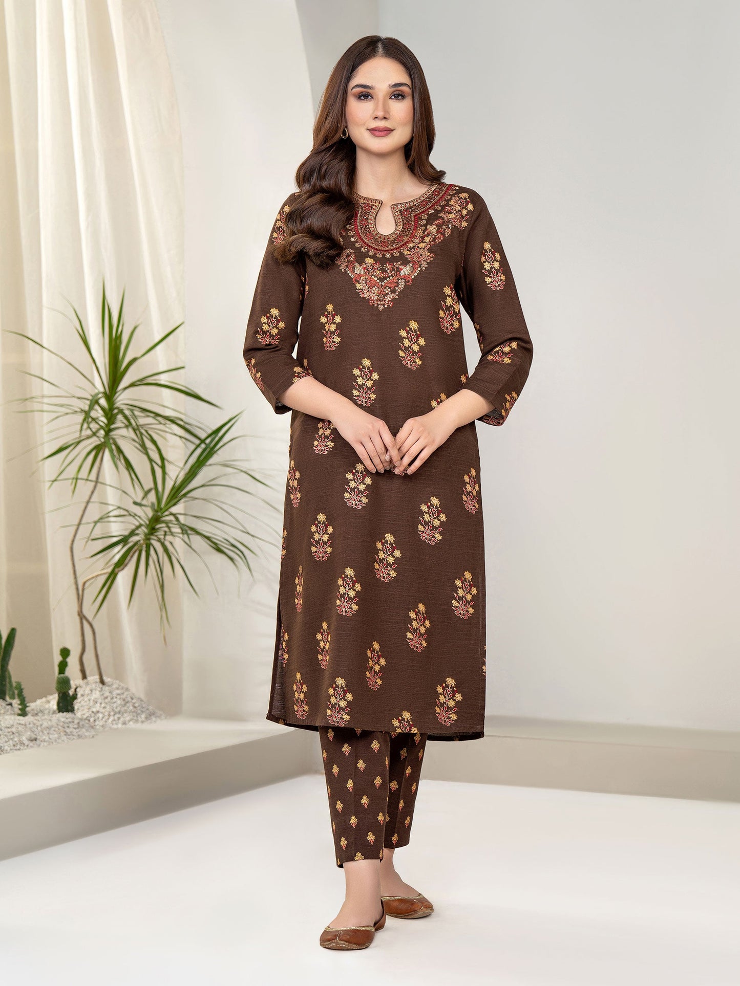2 Piece Khaddar Suit-Embroidered(Unstitched)