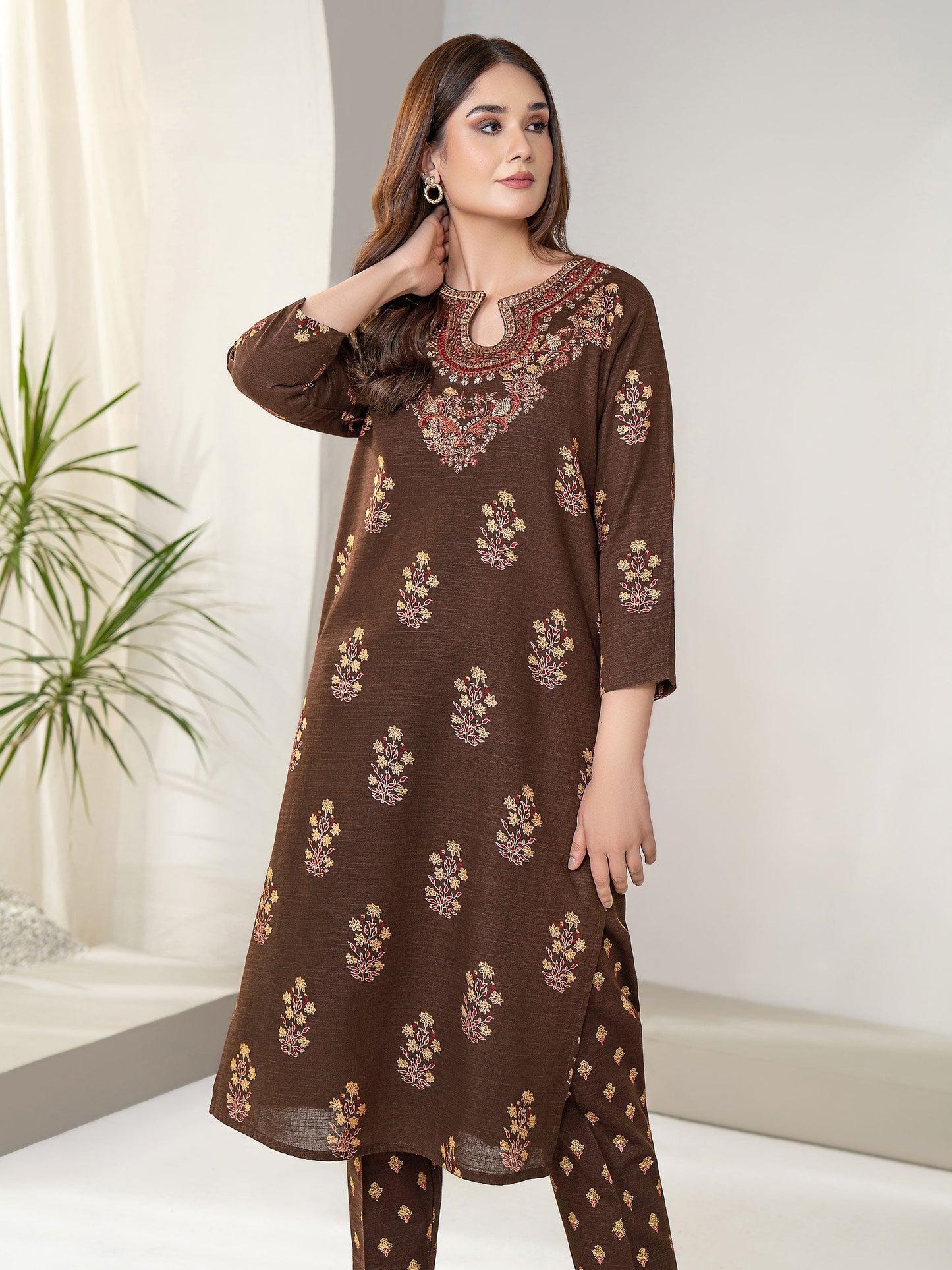 2 Piece Khaddar Suit-Embroidered(Unstitched)