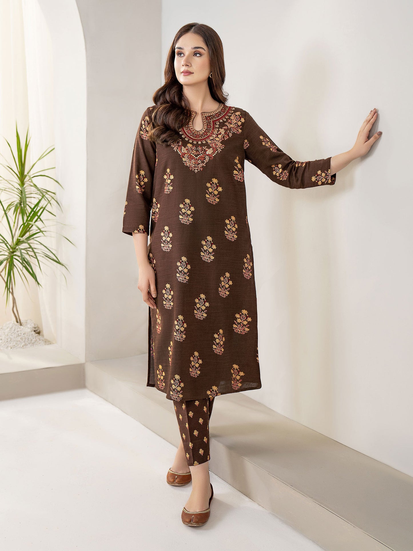 2 Piece Khaddar Suit-Embroidered(Unstitched)