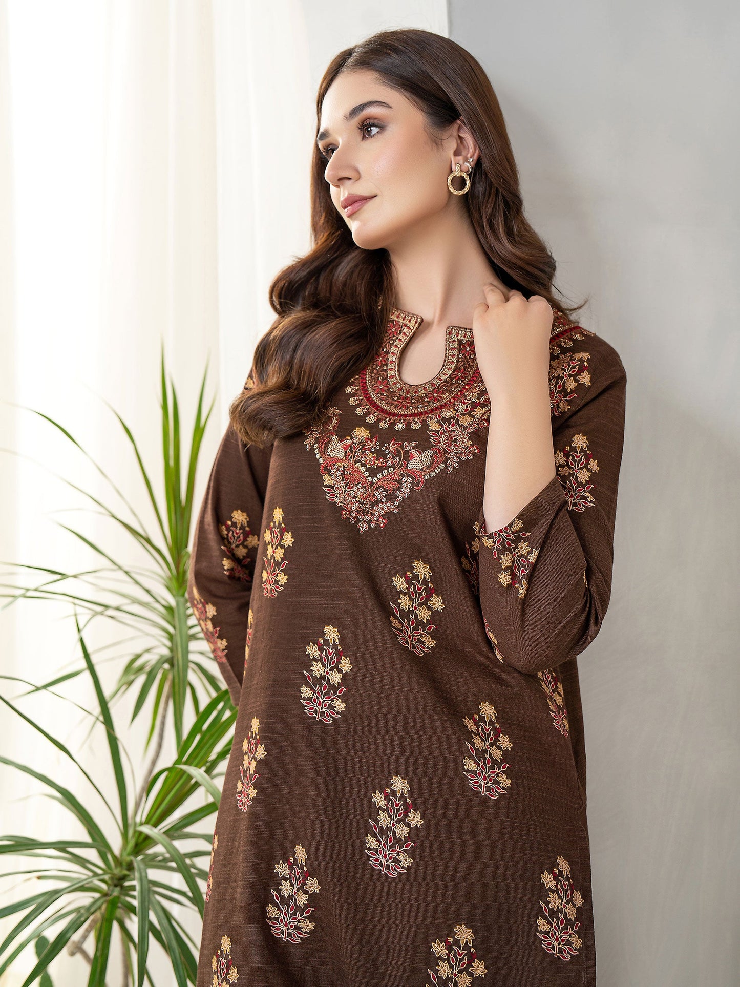 2 Piece Khaddar Suit-Embroidered(Unstitched)