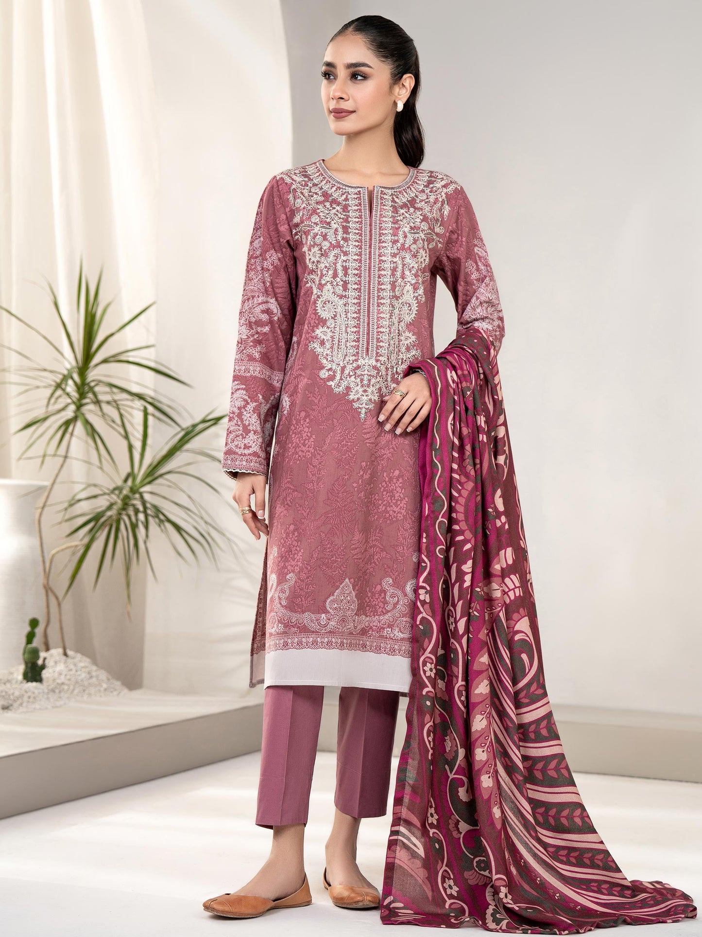3 Piece Winter Cotton Suit-Embroidered(Unstitched)