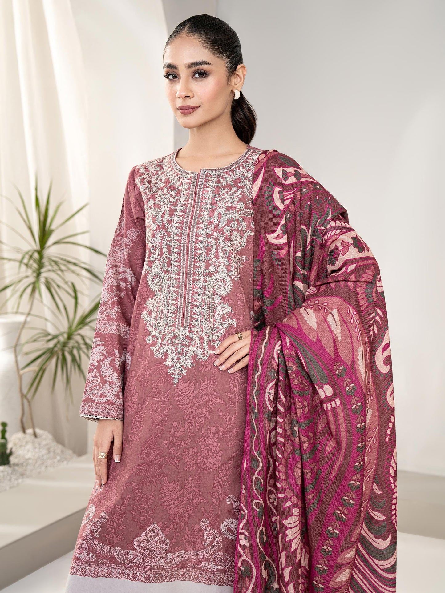 3 Piece Winter Cotton Suit-Embroidered(Unstitched)