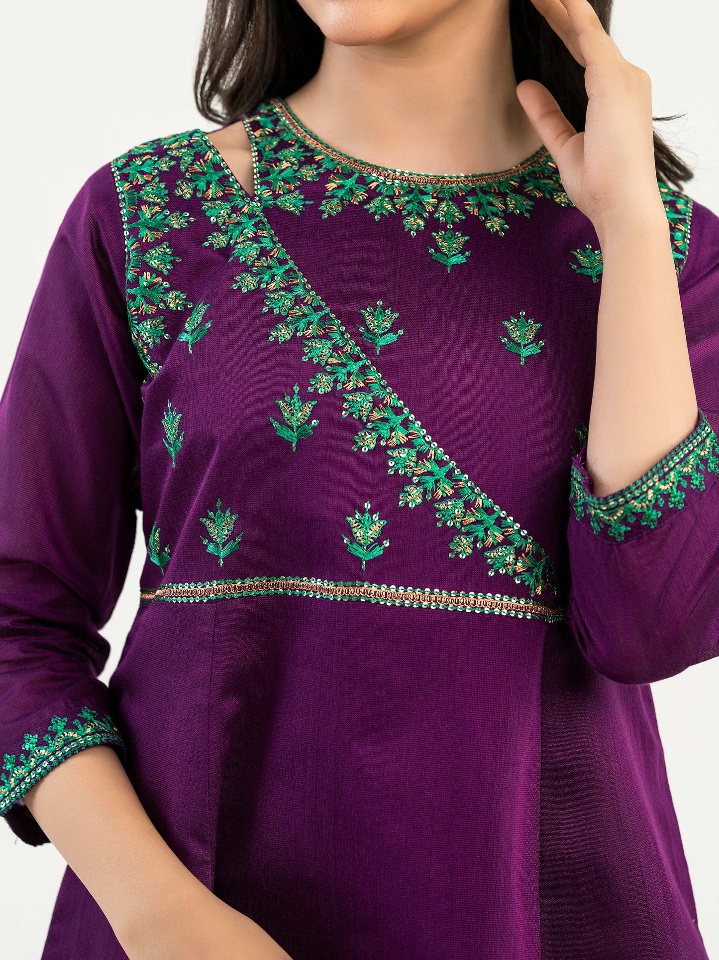 2 Piece Cotton Net Suit-Embroidered (Pret)