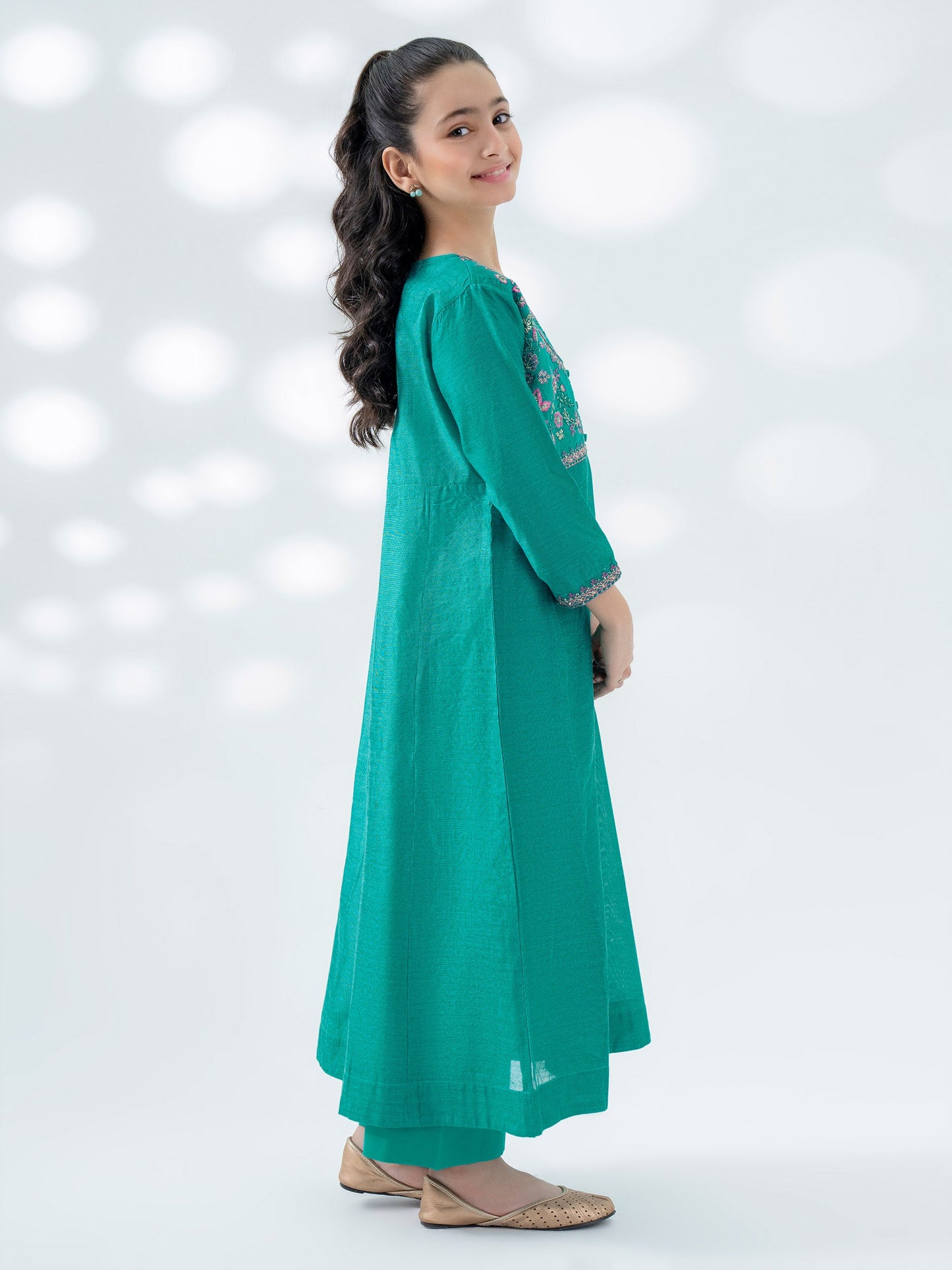 2 Piece Cotton Net Suit-Embroidered