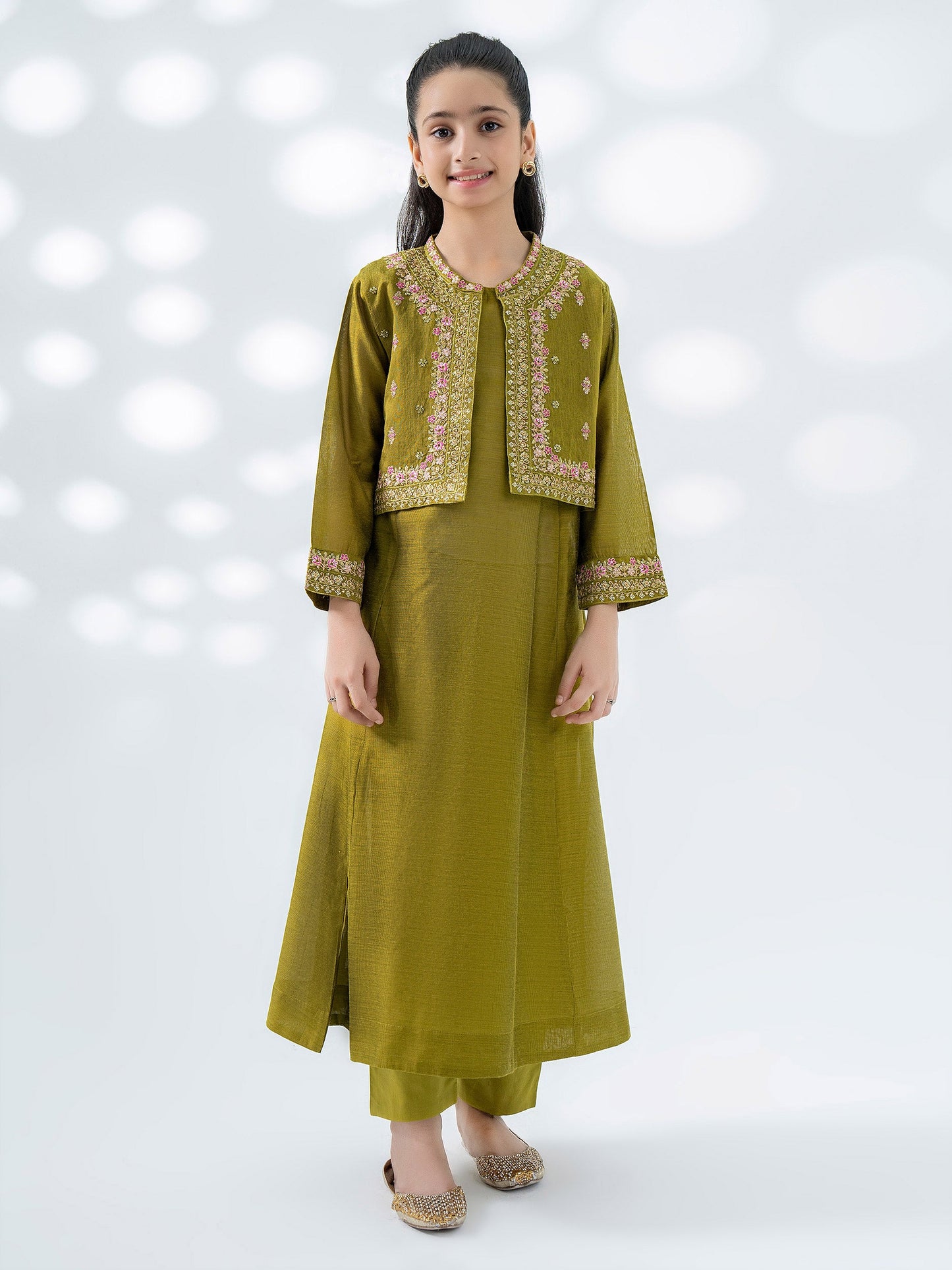 3 Piece Cotton Net Suit-Embroidered