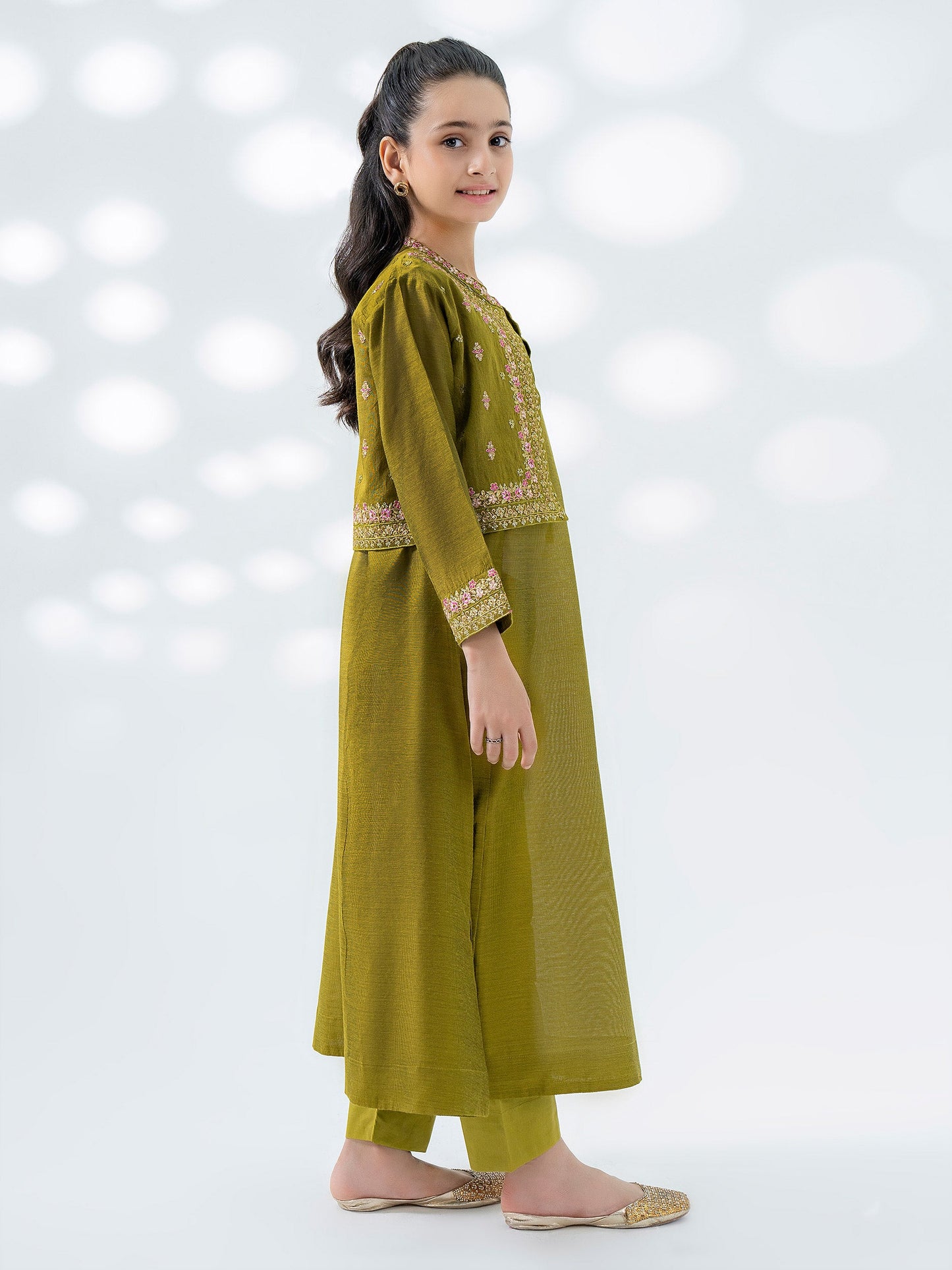 3 Piece Cotton Net Suit-Embroidered