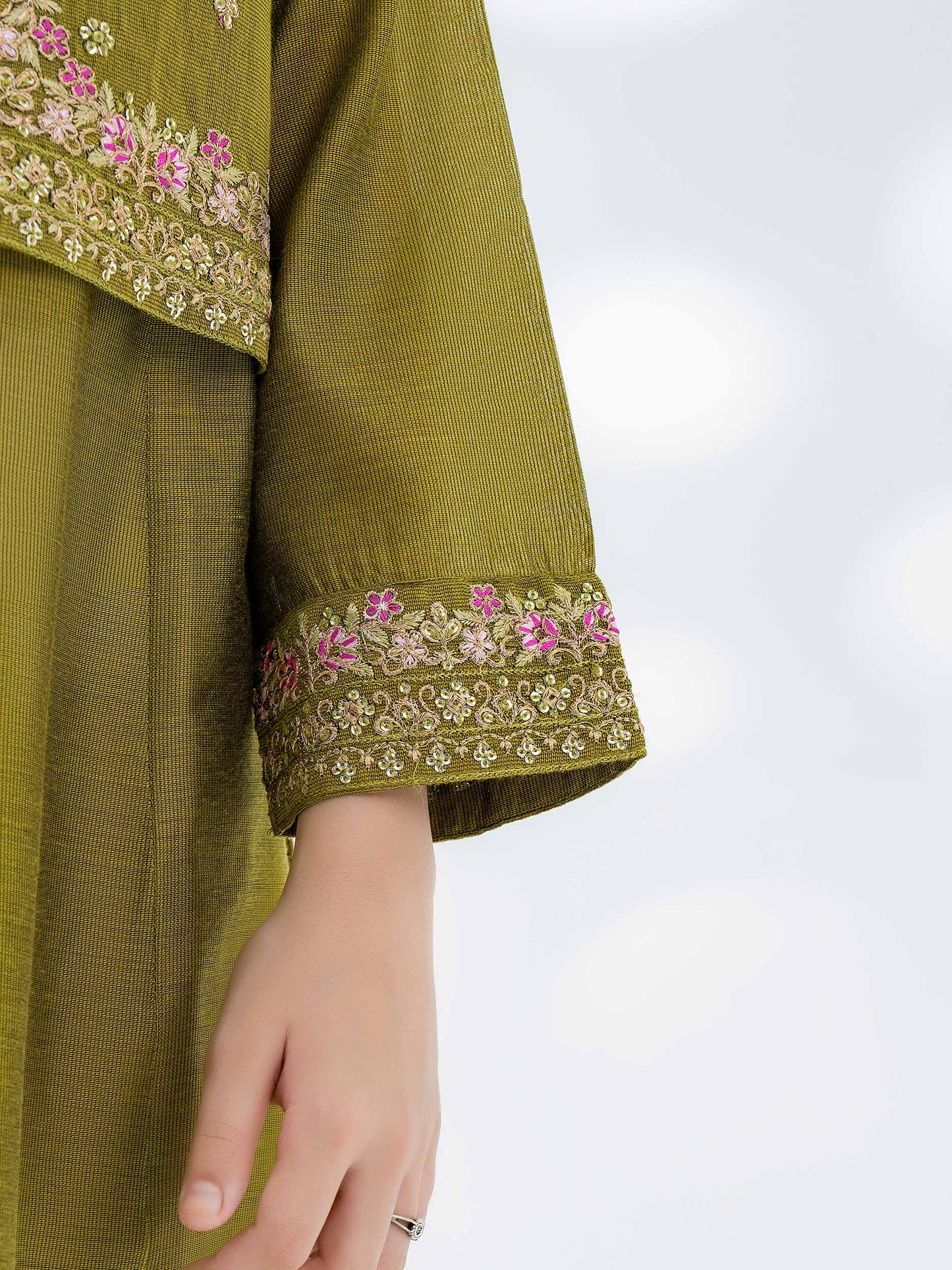 3 Piece Cotton Net Suit-Embroidered