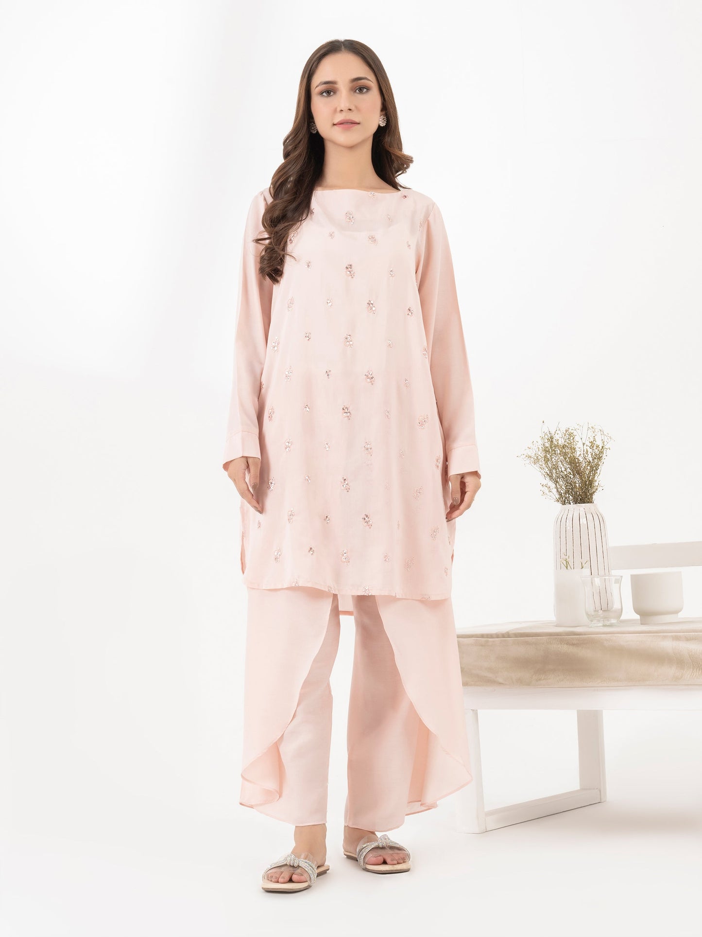 Raw Silk Co-Ord Set-Embroidered (Pret)