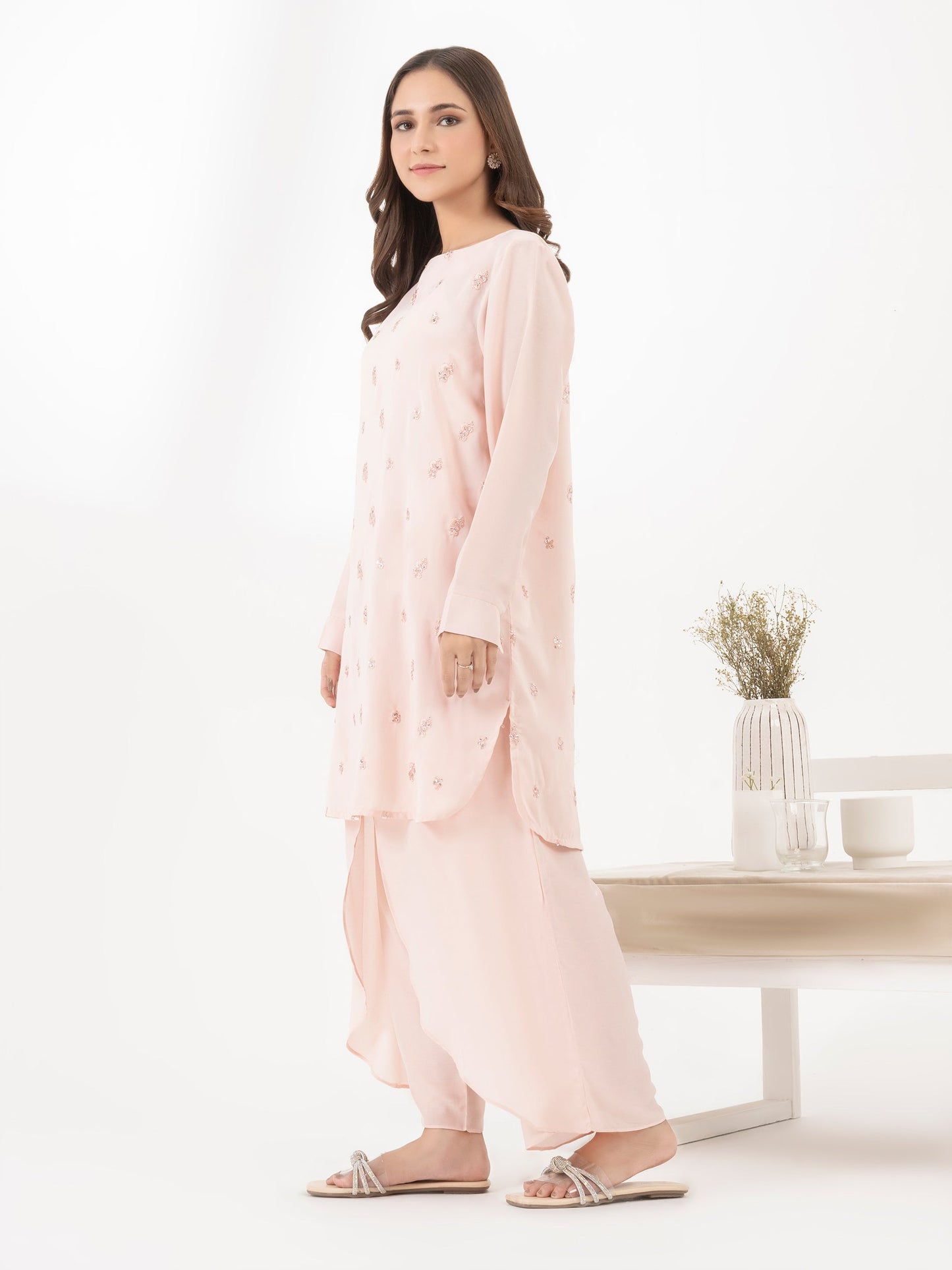 Raw Silk Co-Ord Set-Embroidered (Pret)