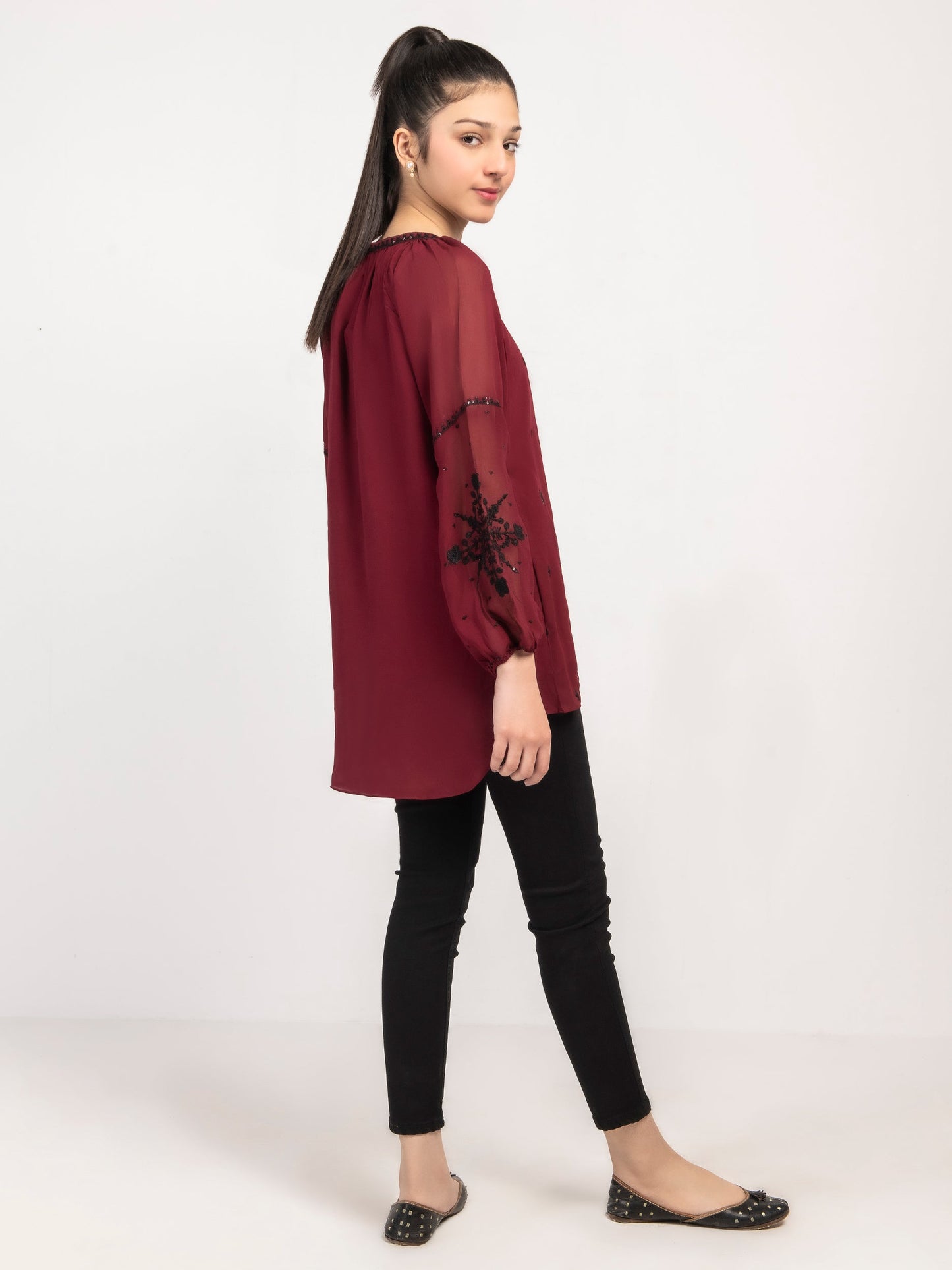 Embroidered Chiffon Shirt