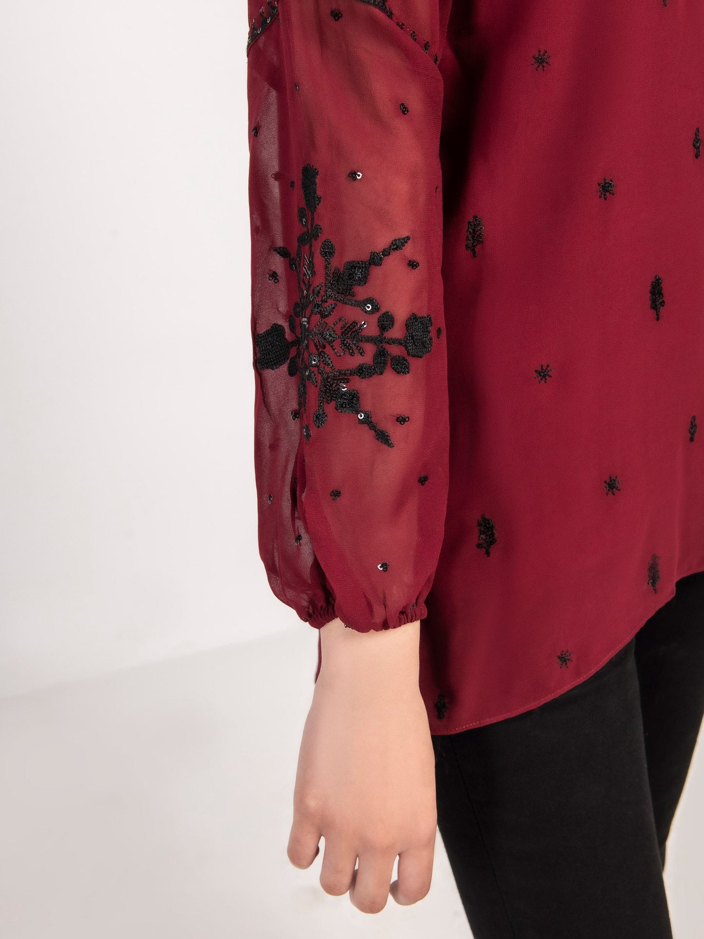 Embroidered Chiffon Shirt