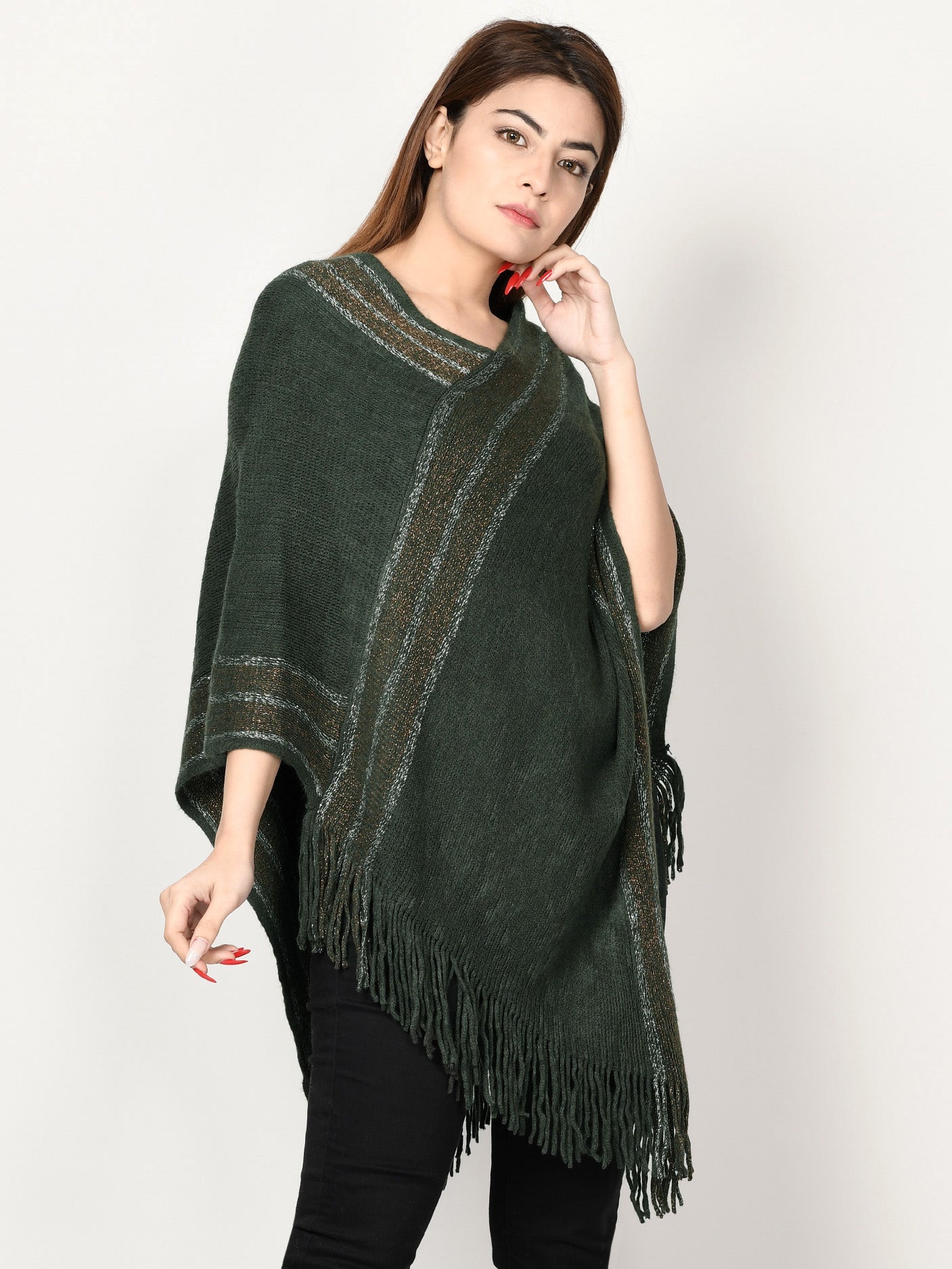Shimmer Striped Poncho