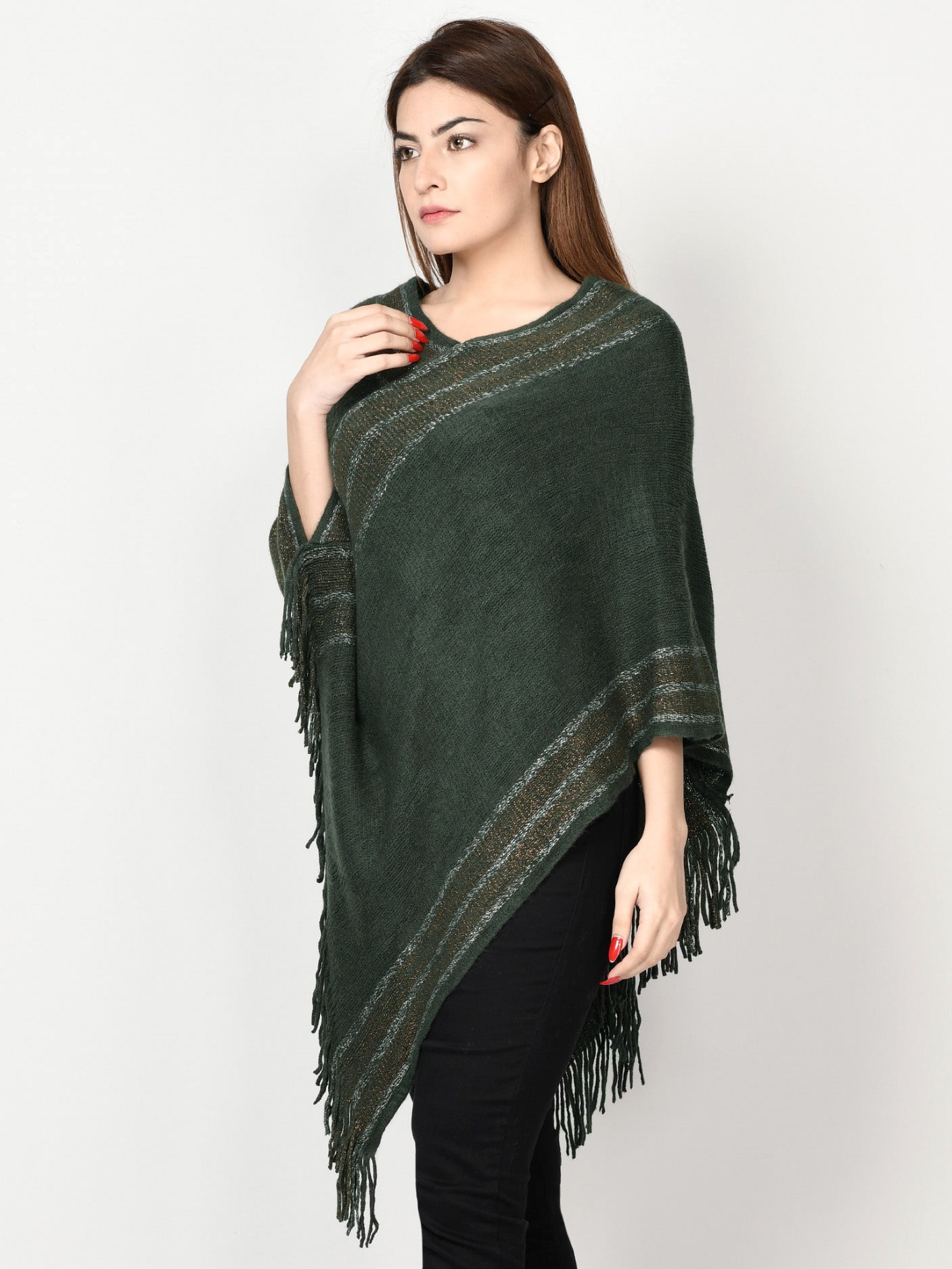 Shimmer Striped Poncho
