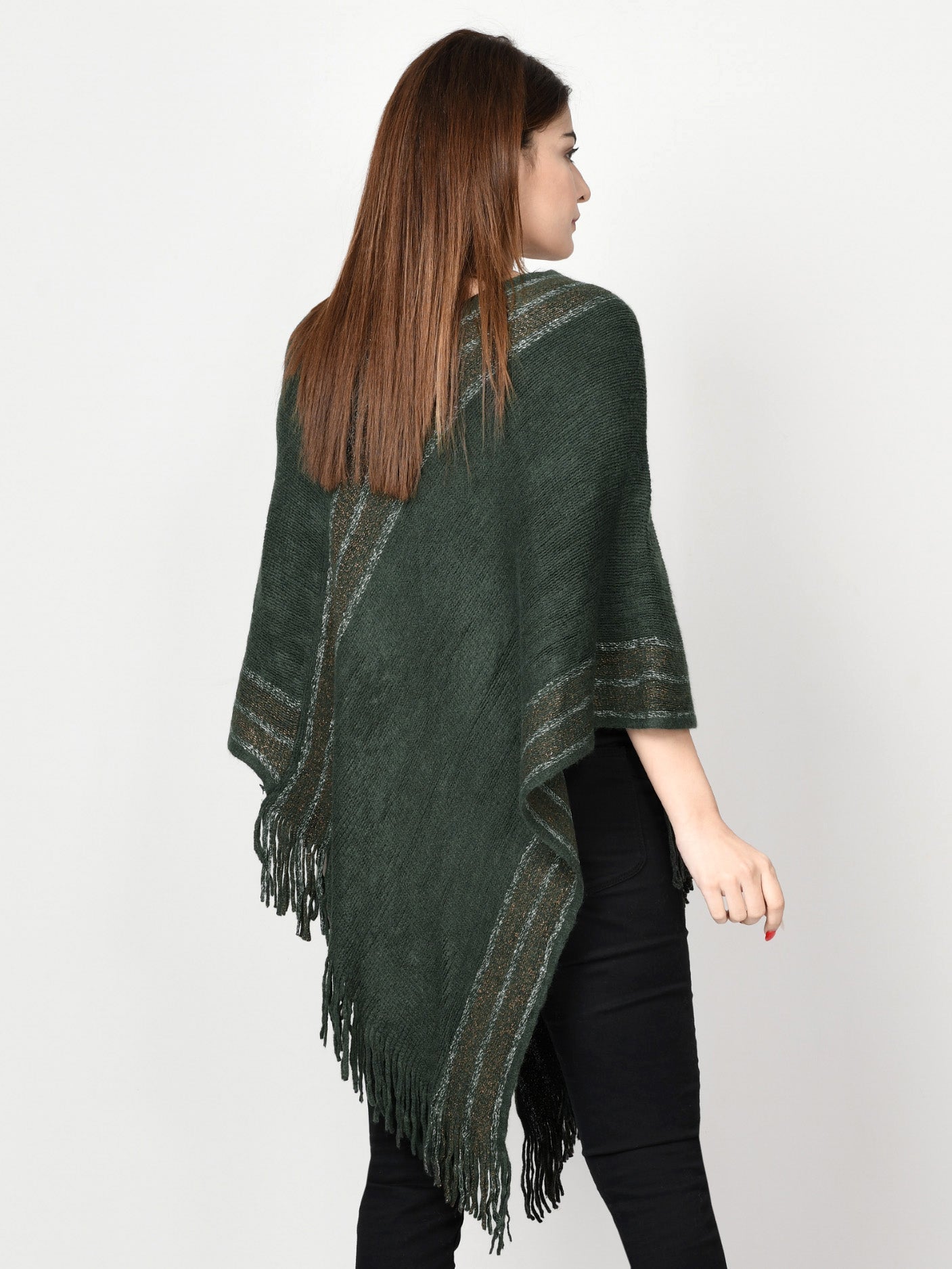 Shimmer Striped Poncho