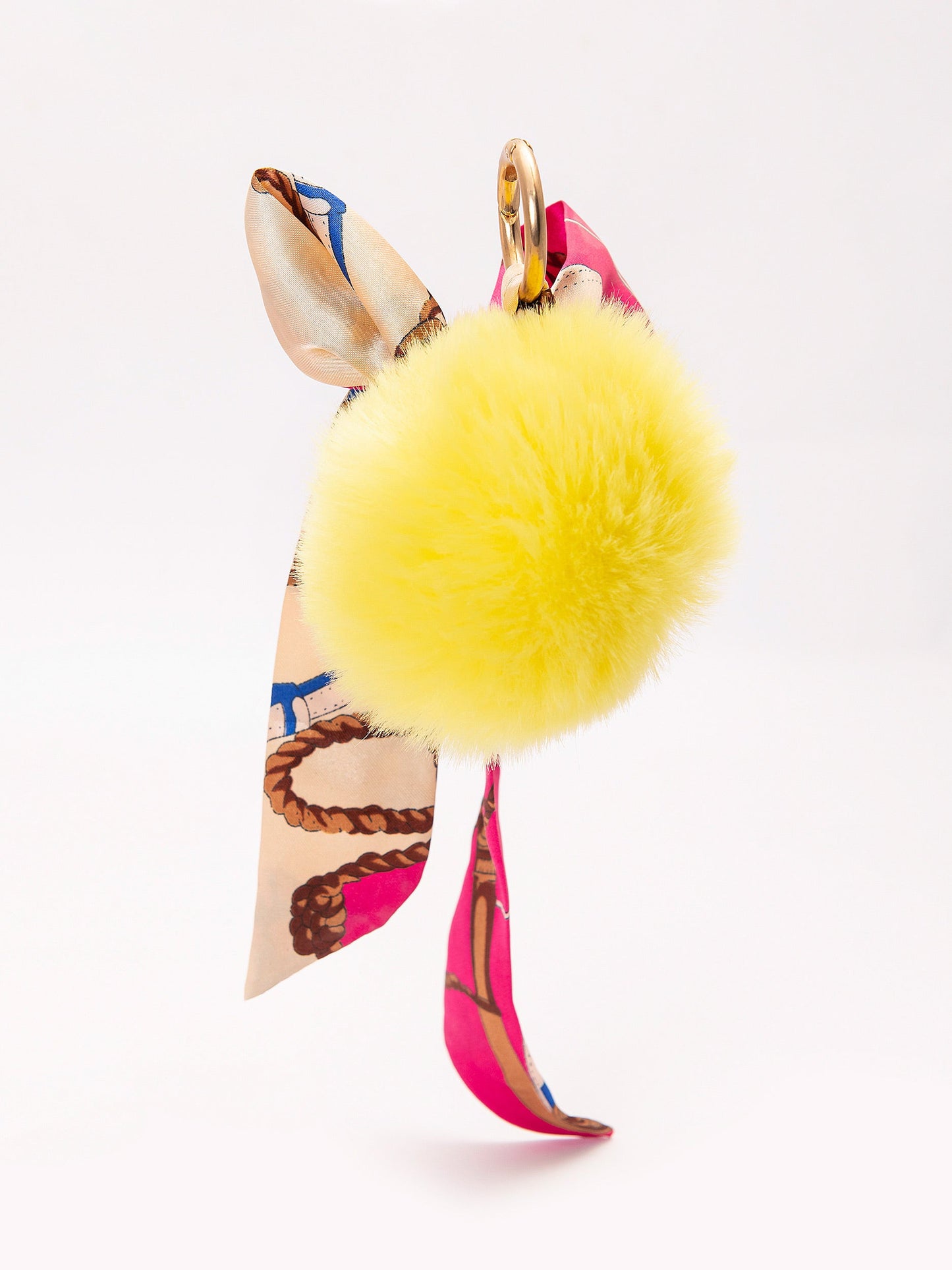 Ribboned Pompom Keychain