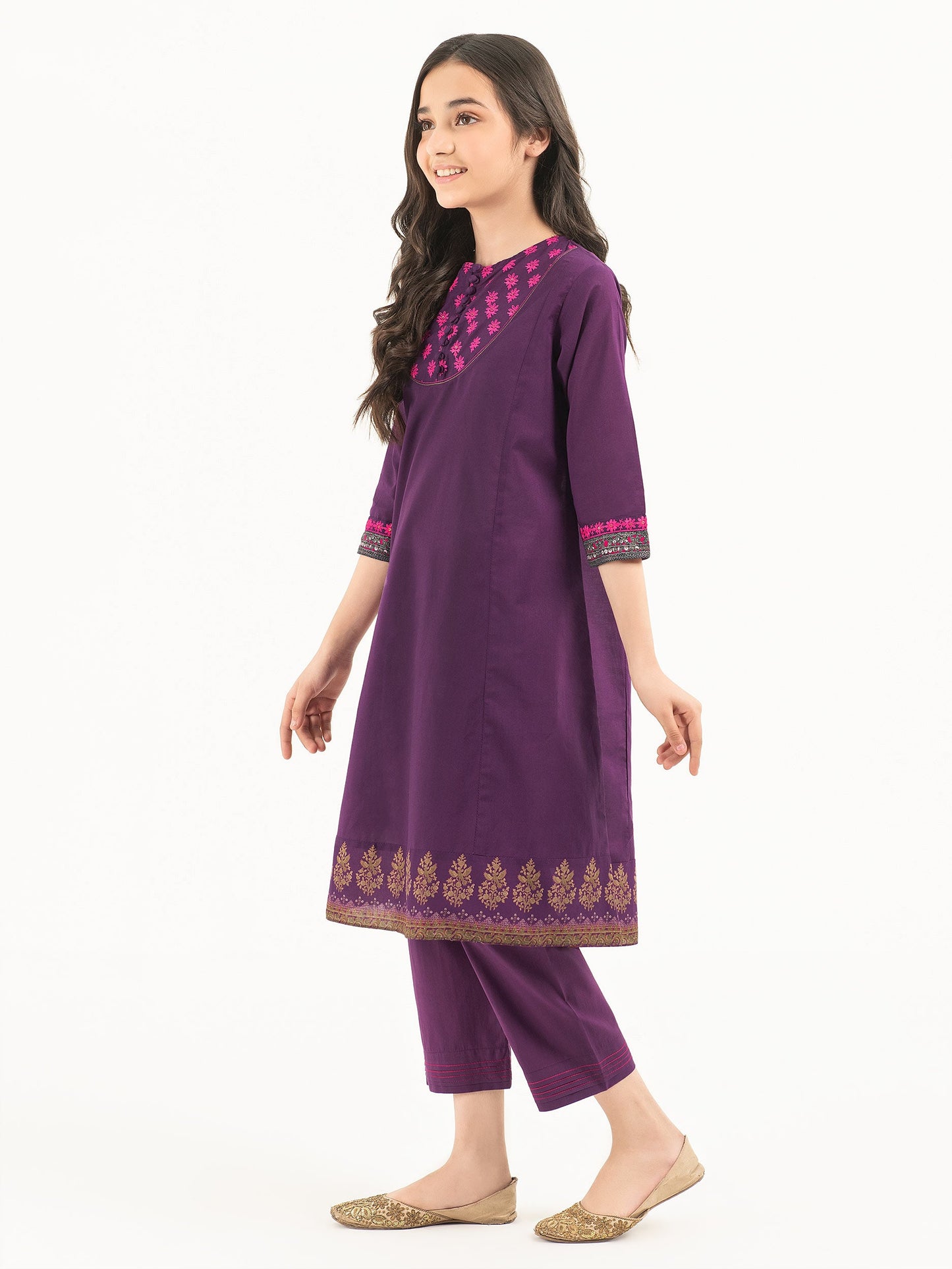 2 Piece Cambric Suit-Embroidered (Pret)