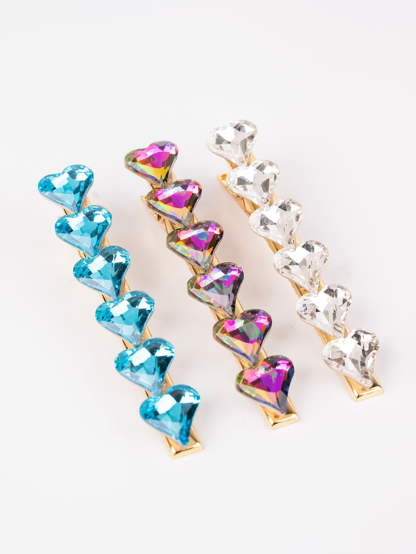 Beaded Heart Hair Clips