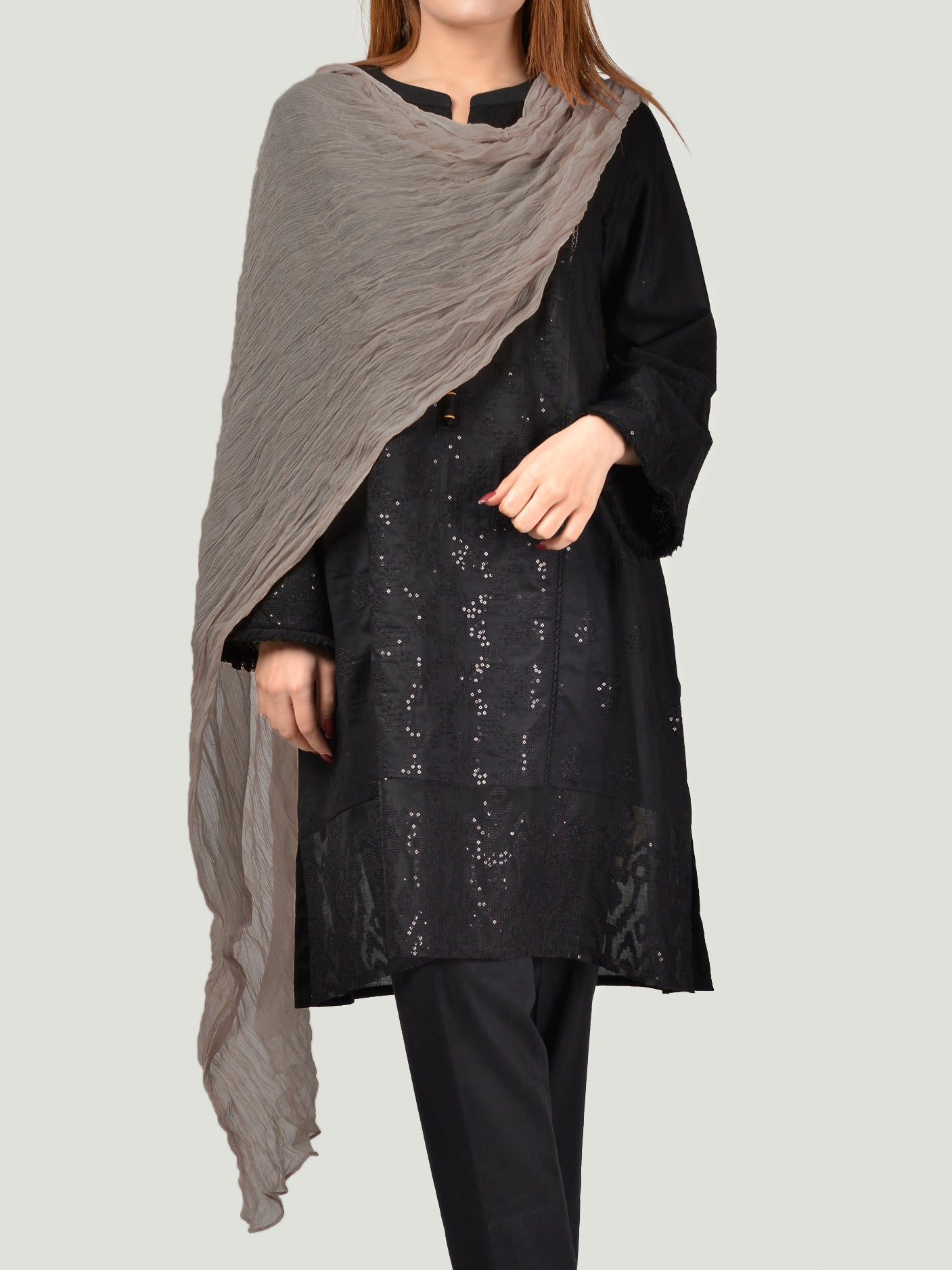 Chiffon Dupatta-Grey