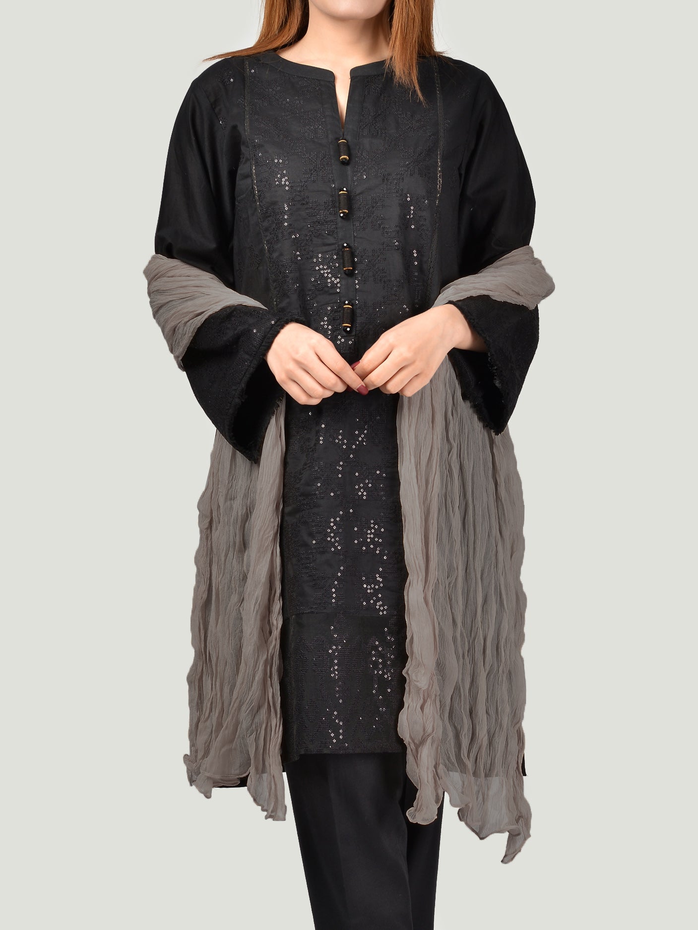 Chiffon Dupatta-Grey