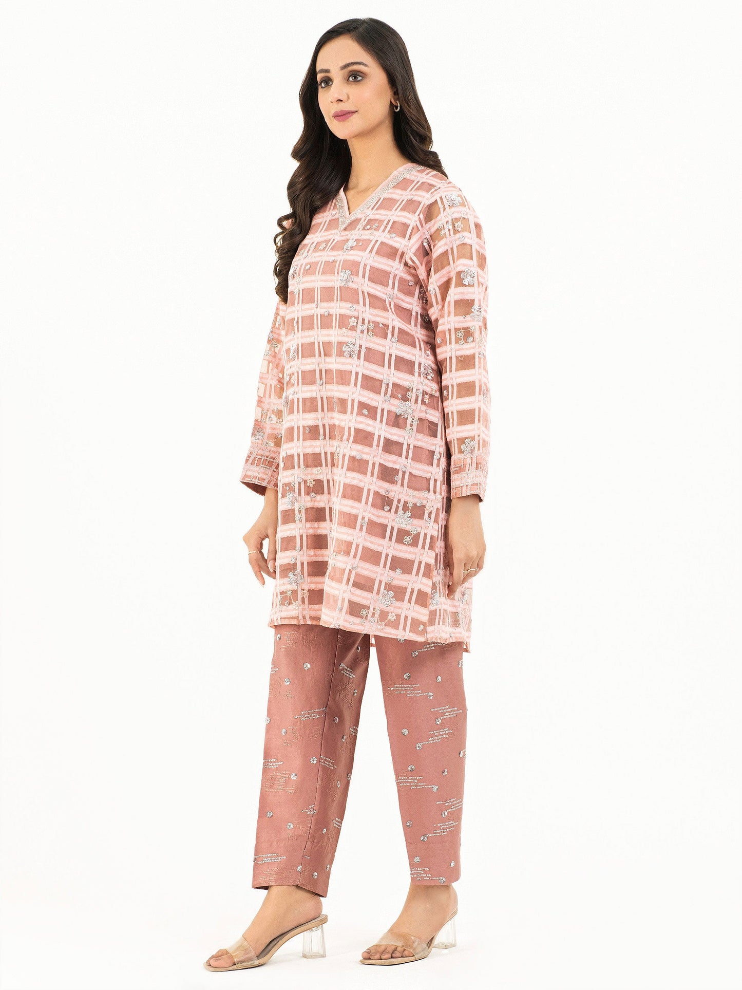 2 Piece Organza Suit-Embroidered (Pret)