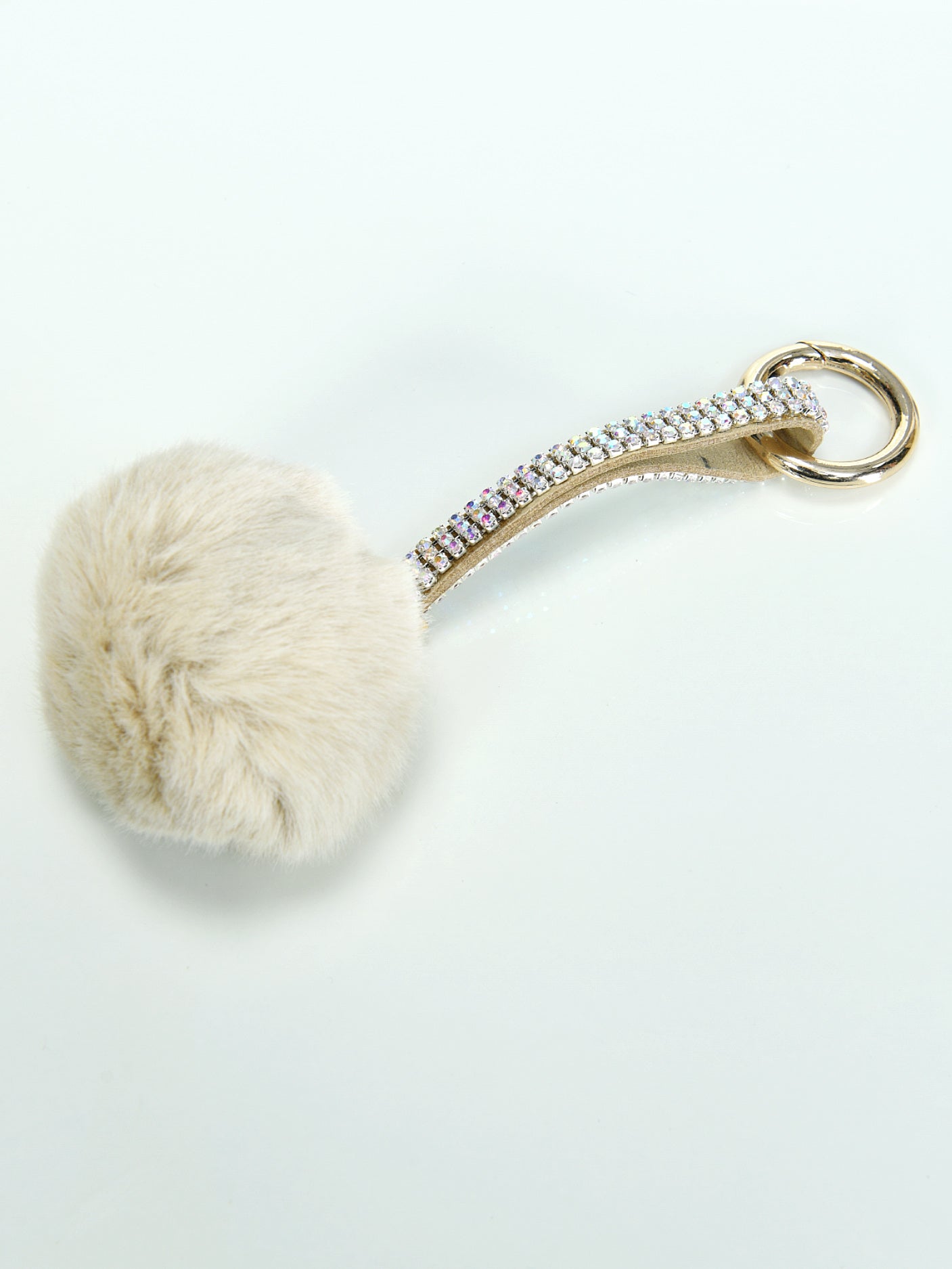 Rhinestone Pompom Key Chain