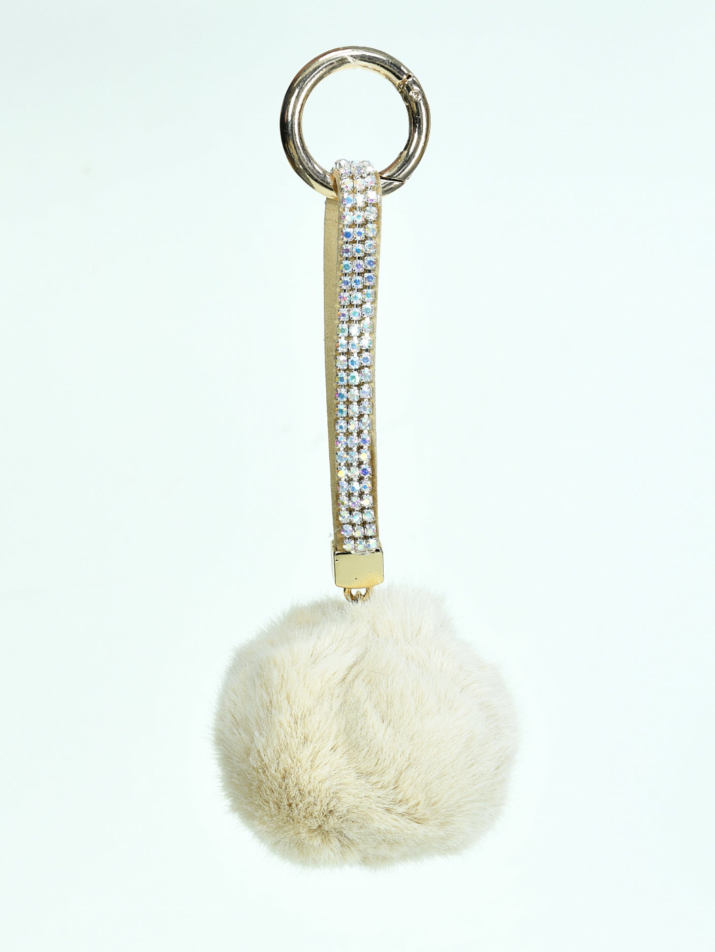 Rhinestone Pompom Key Chain