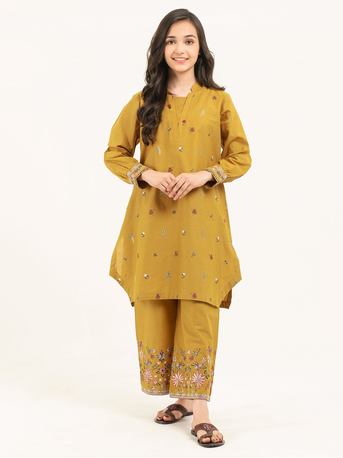2 Piece Cambric Suit-Embroidered (Pret)