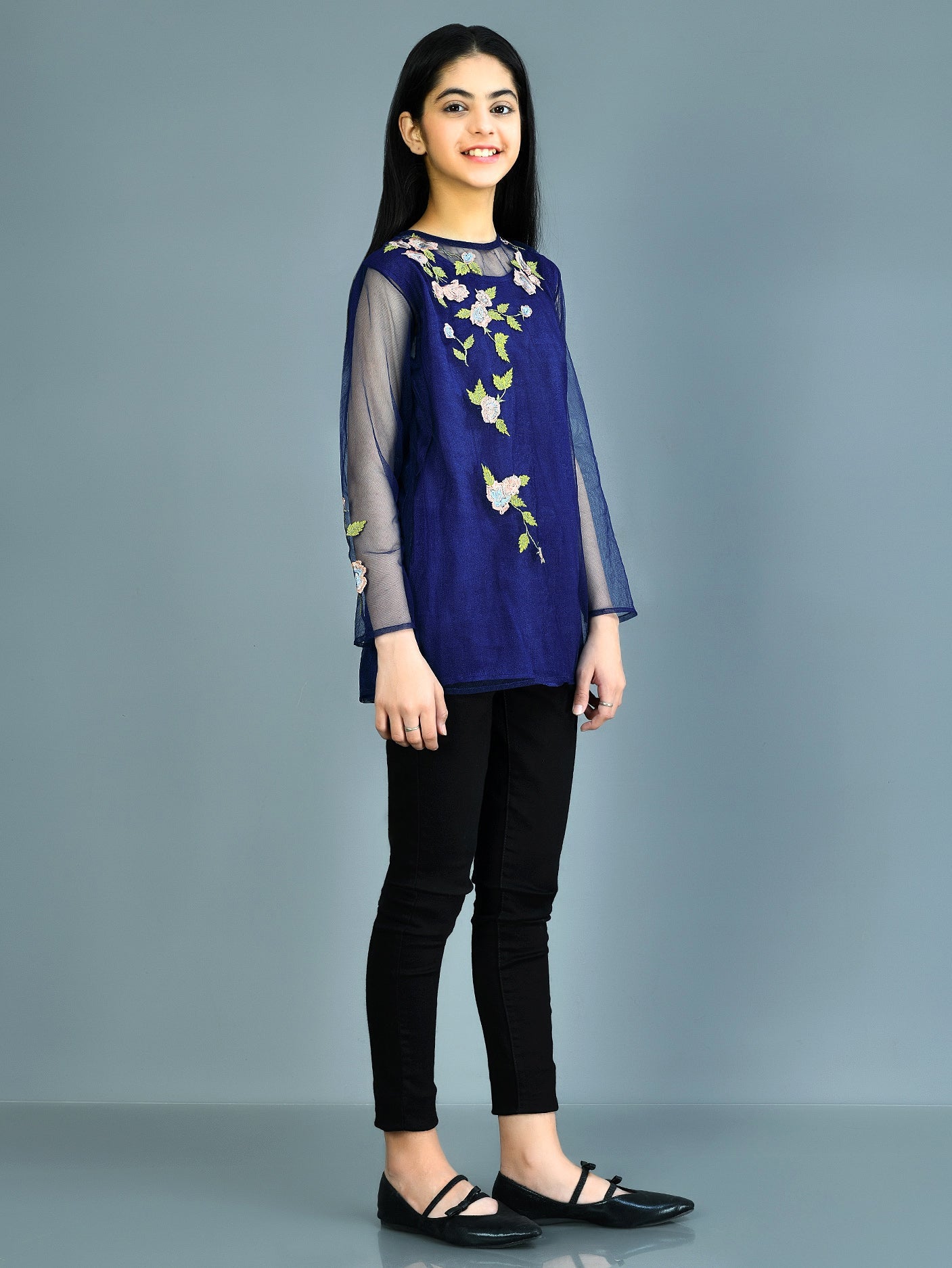 Embroidered Net Top