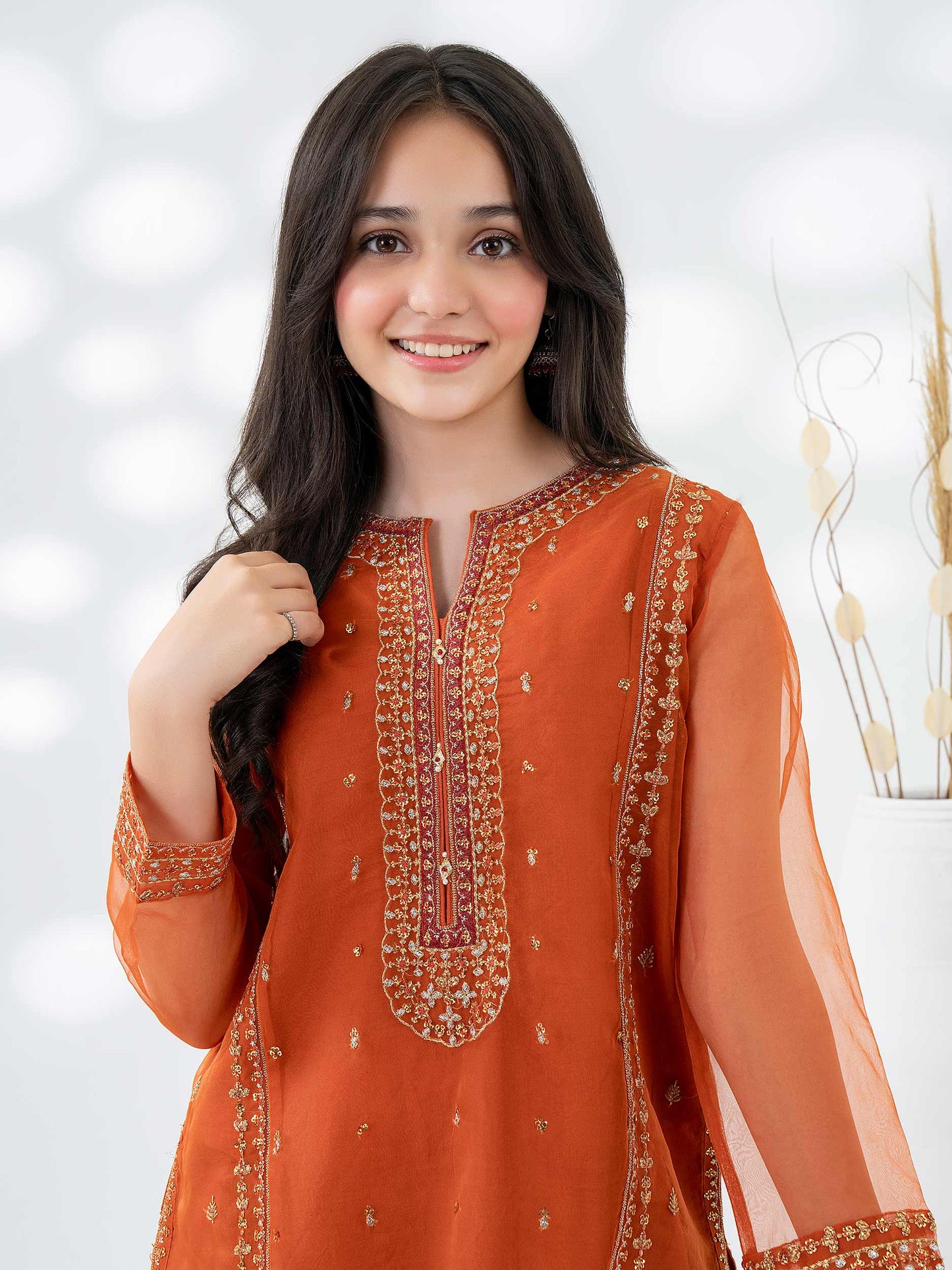 2 Piece Organza Suit-Embroidered