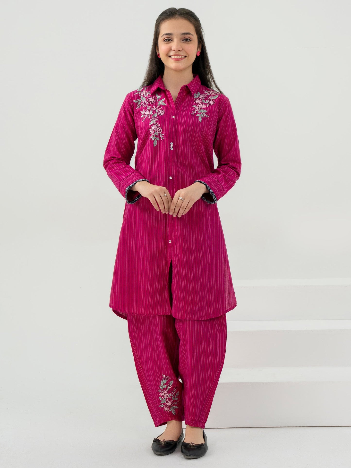 2 Piece Yarn Dyed Suit-Embroidered