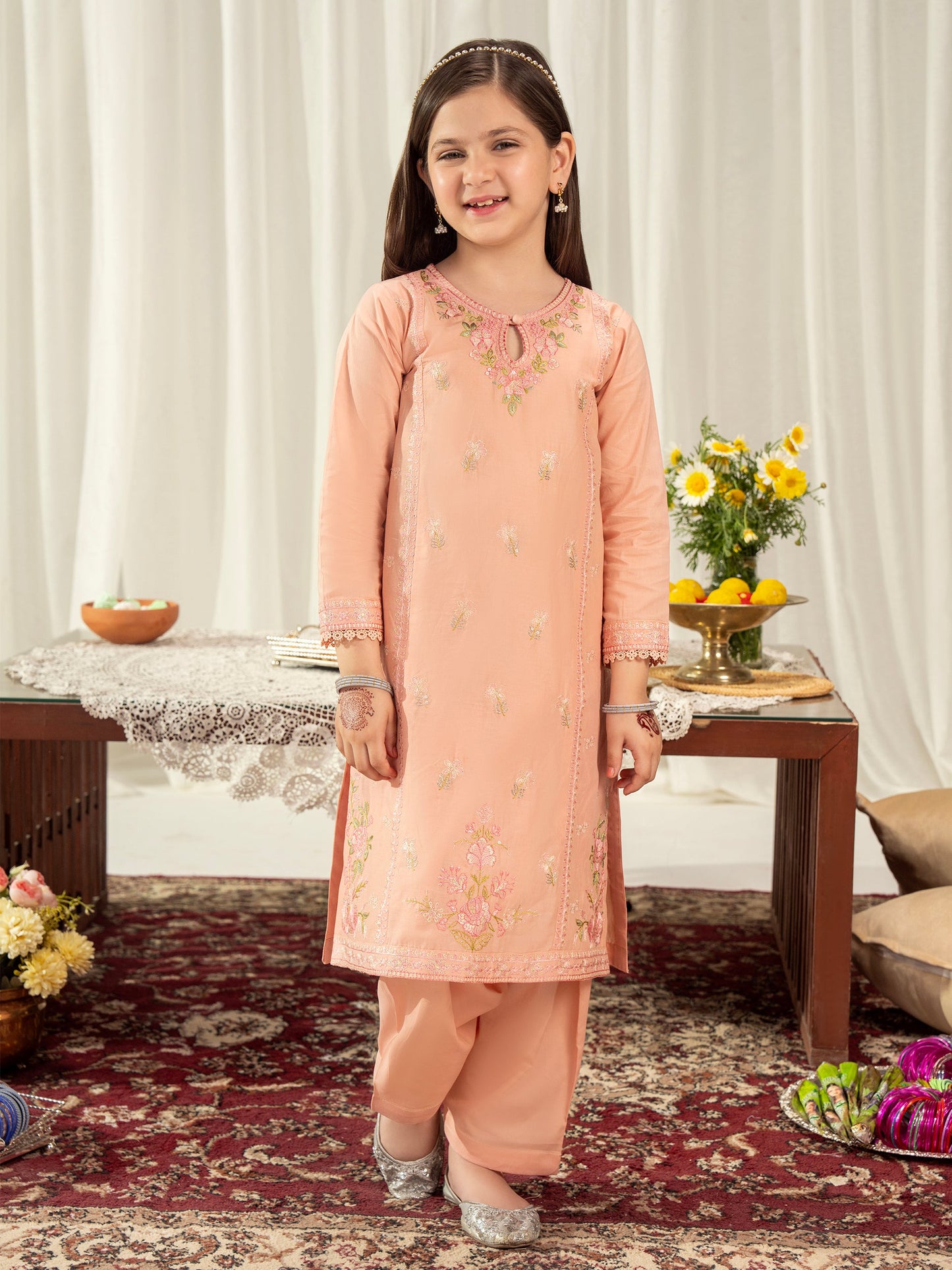 2 Piece Cambric Suit-Embroidered