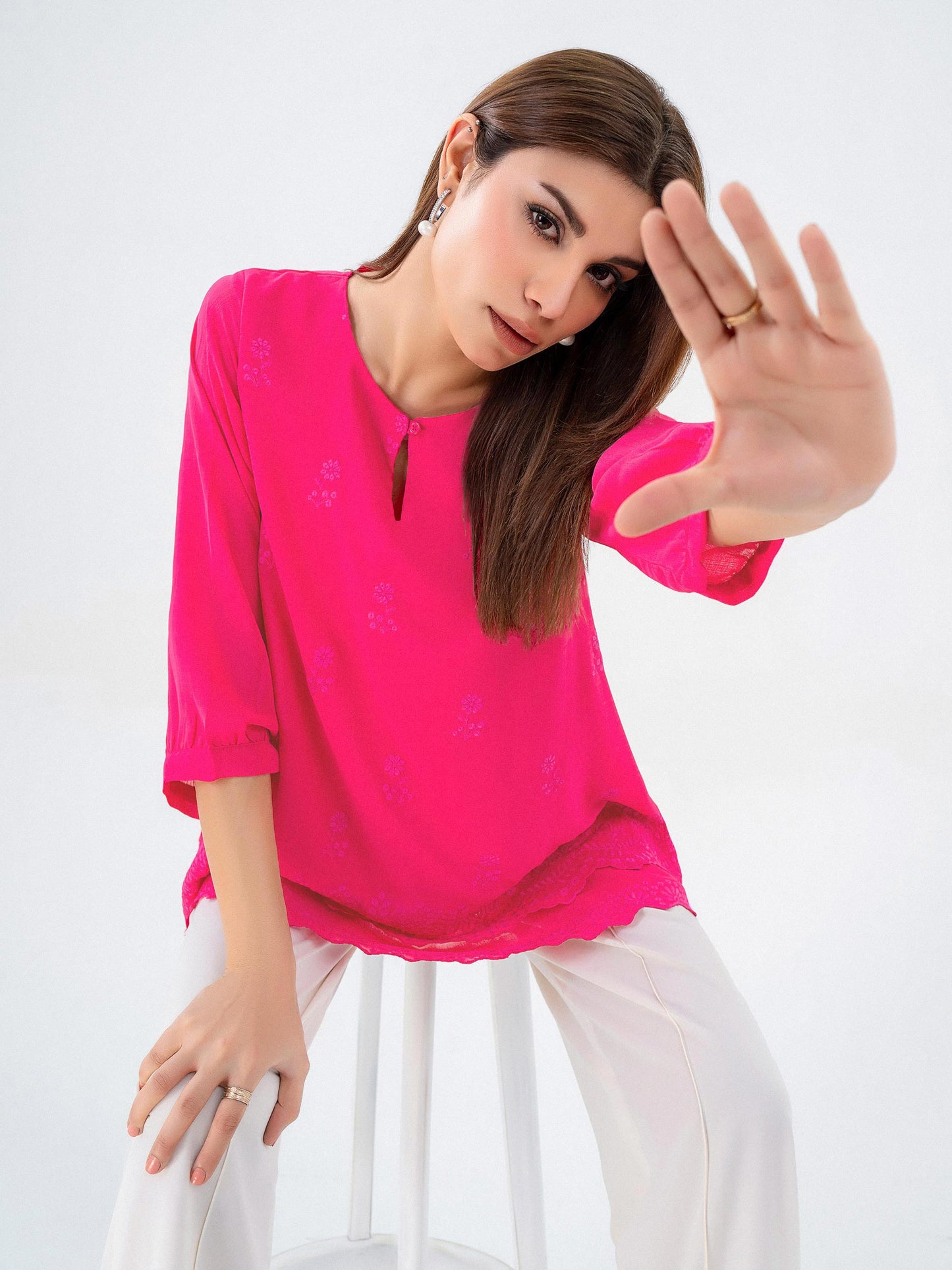 Chiffon Top-Embroidered (Pret)